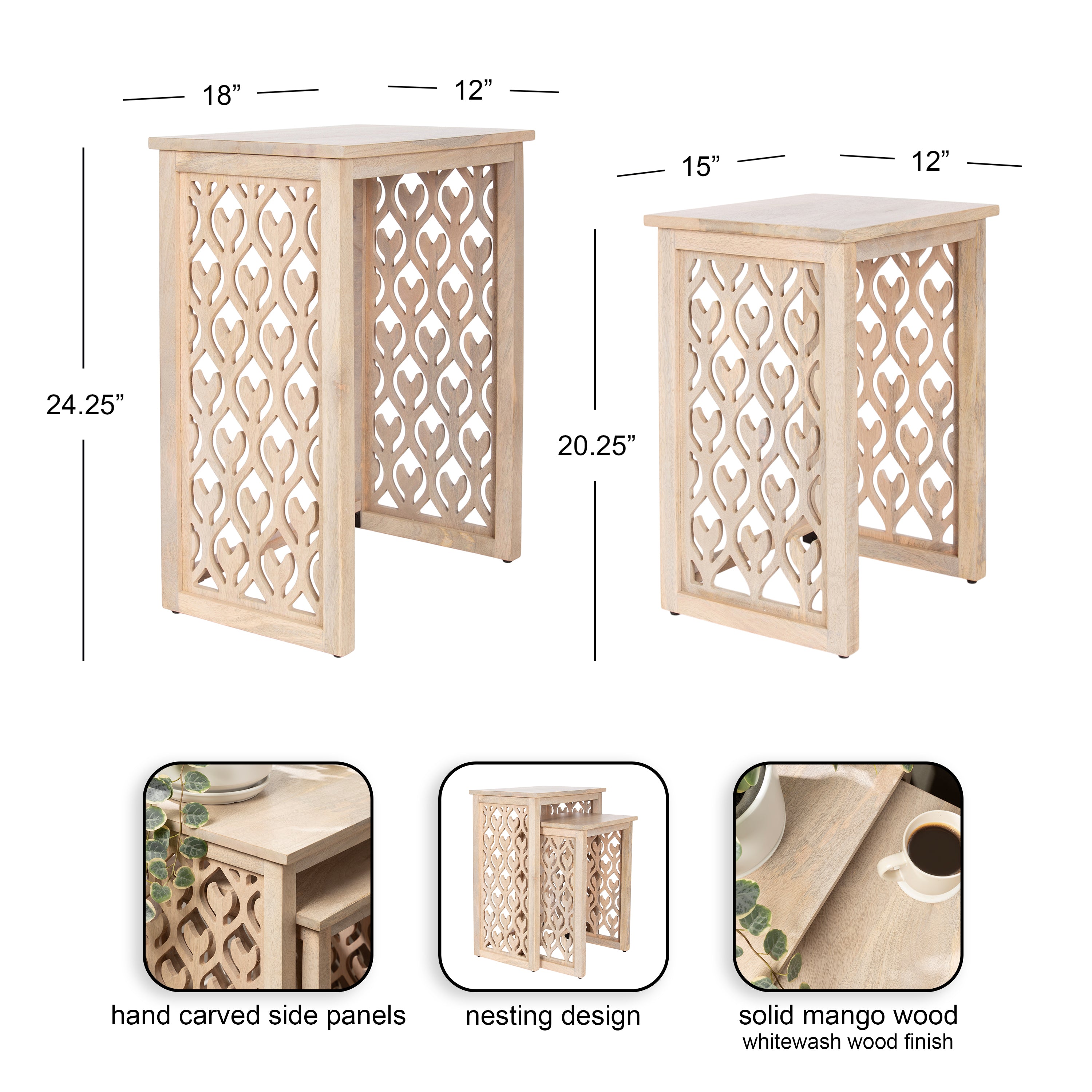 Nesting Table Whitewash 2 Piece 2