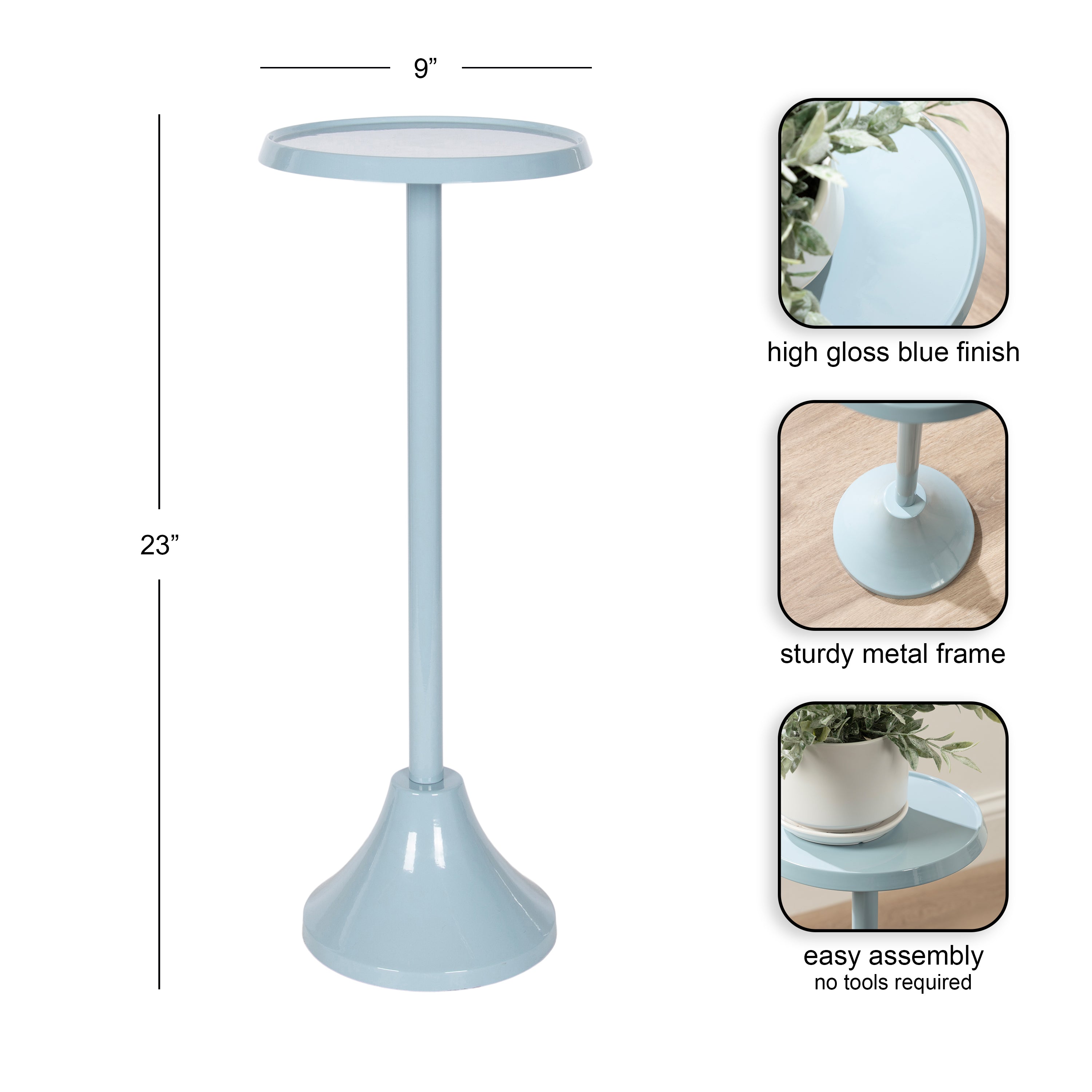 Drink Table Blue 9x9x23 2