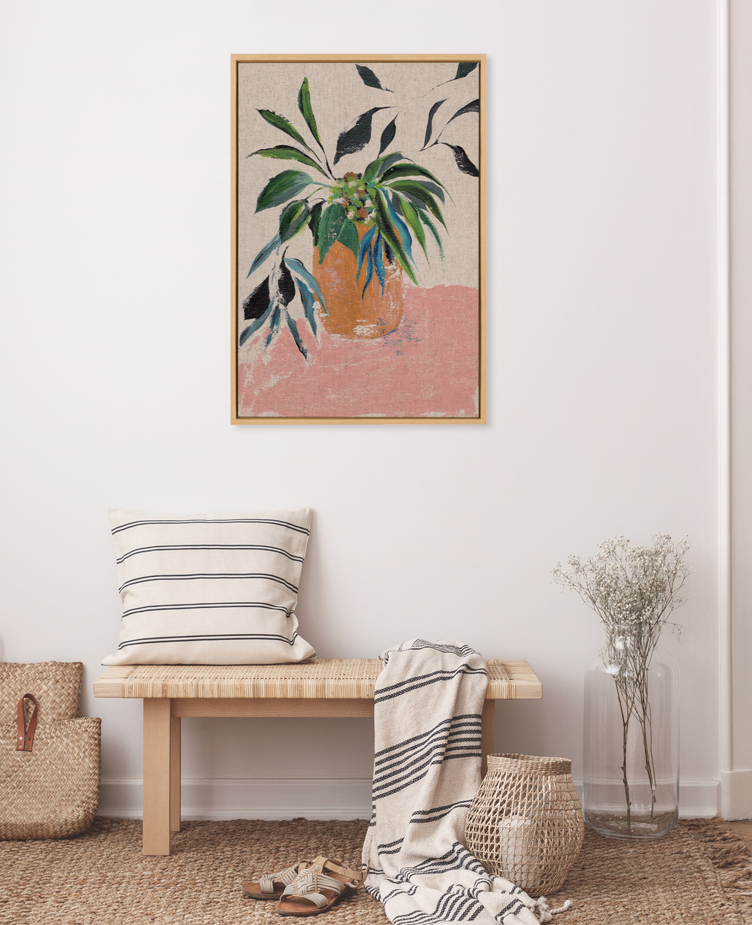 Sylvie Wild Foliage lI Neutral Linen Framed Canvas by Nikita Jariwala