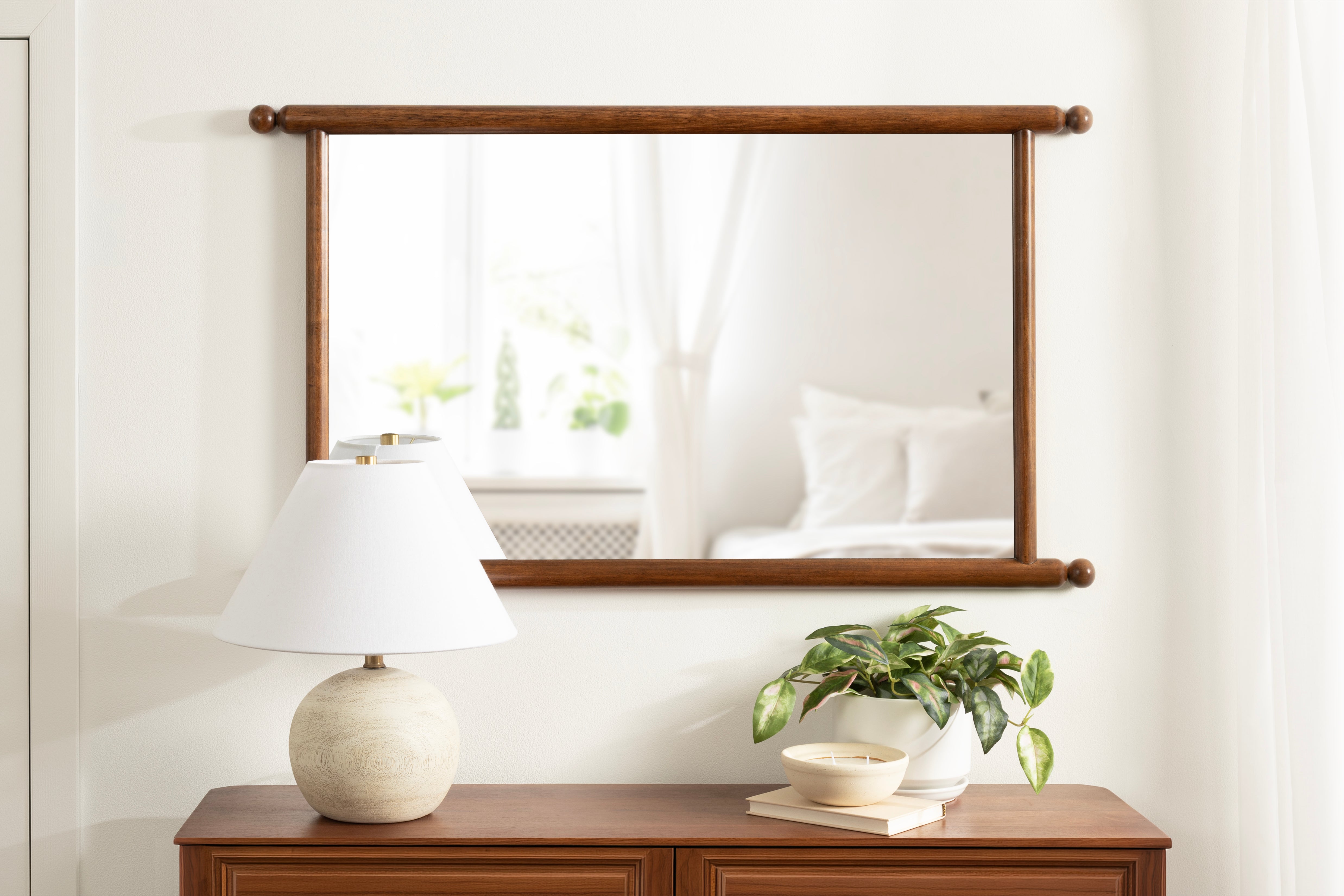 Rectangle Mirror Walnut Brown 24x42 7