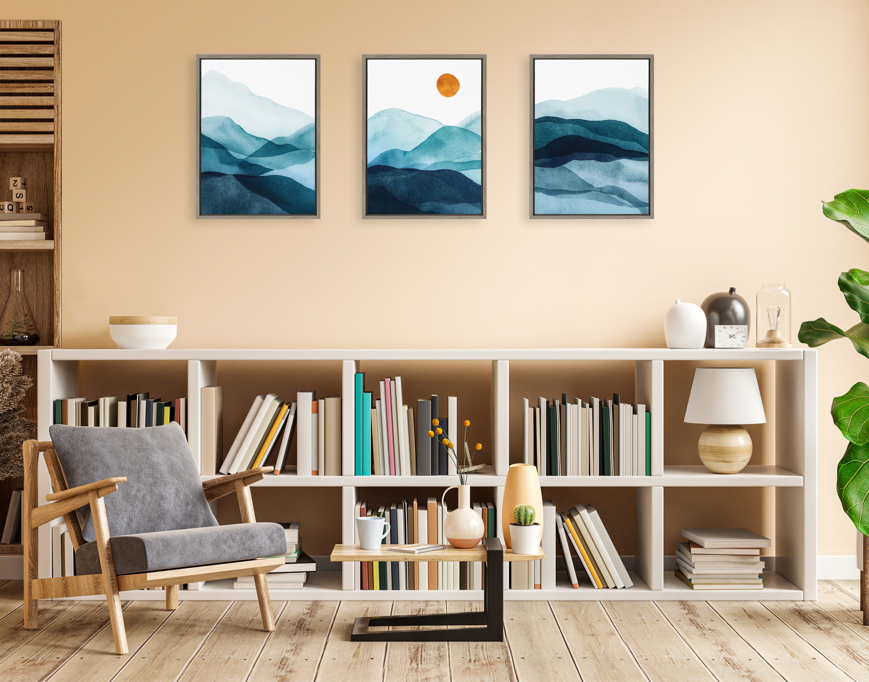 Sylvie Blue Mountain Range Framed Canvas Set by Amy Lighthall