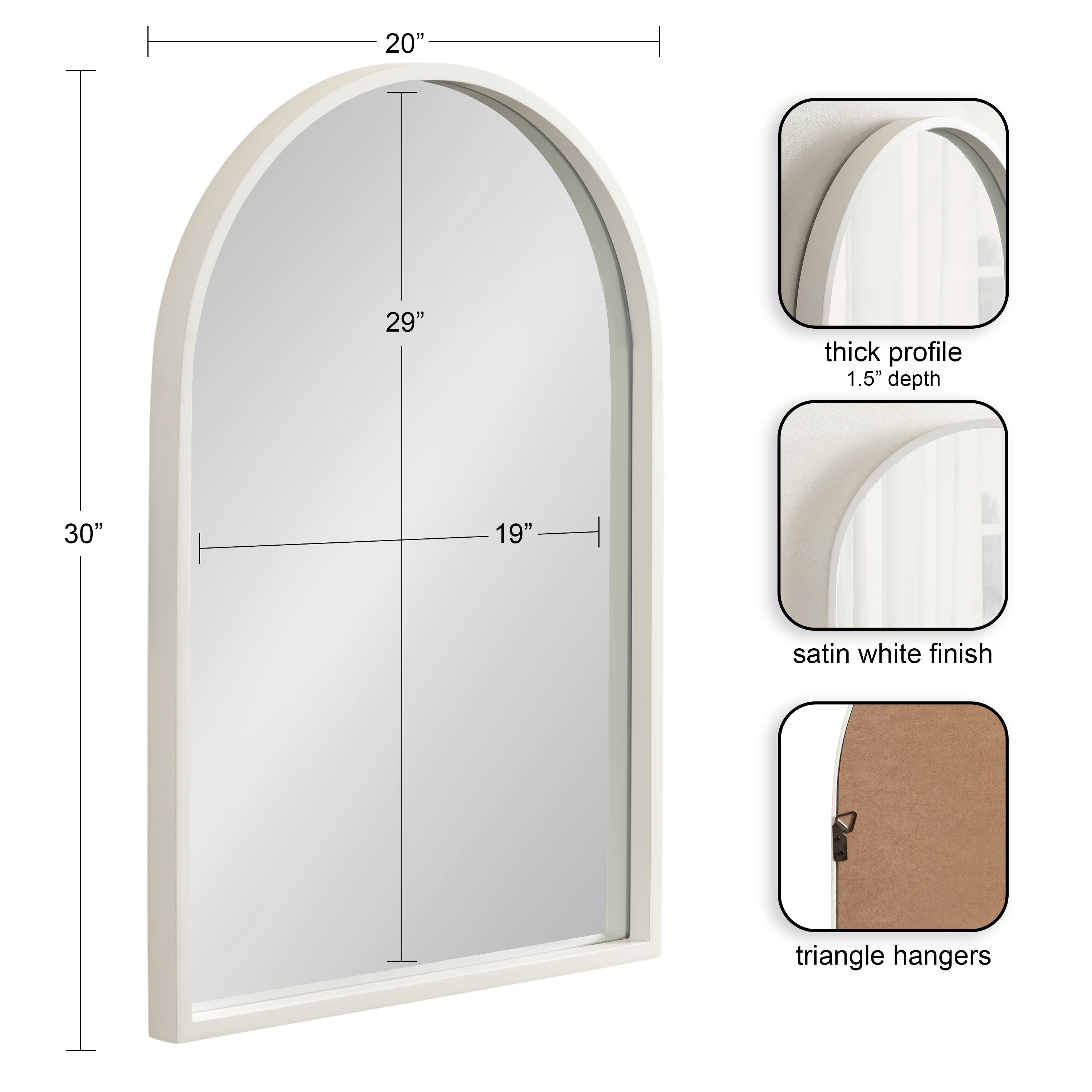 Arch Mirror White 20x30 2