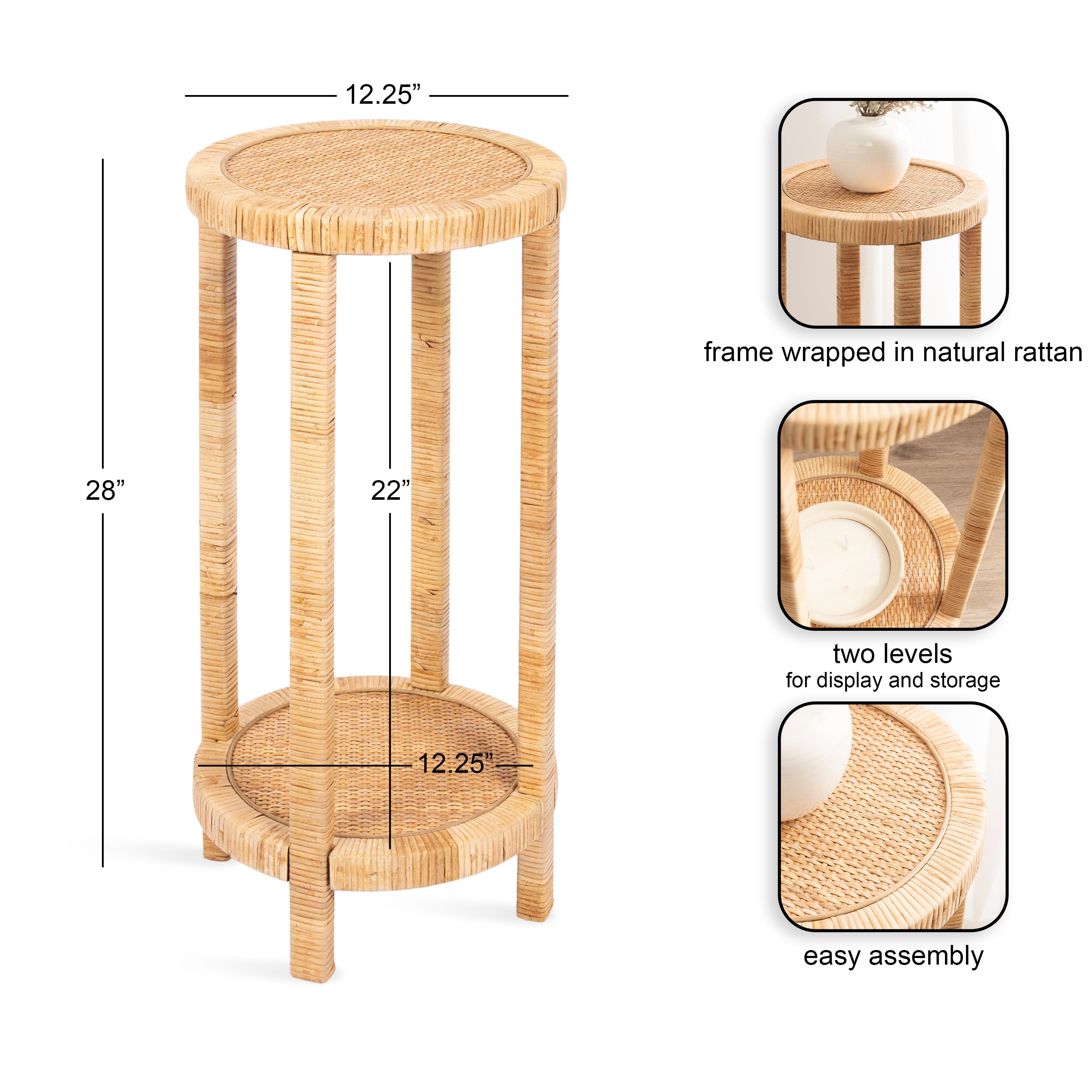 Drink Table Natural 12x12x28 2