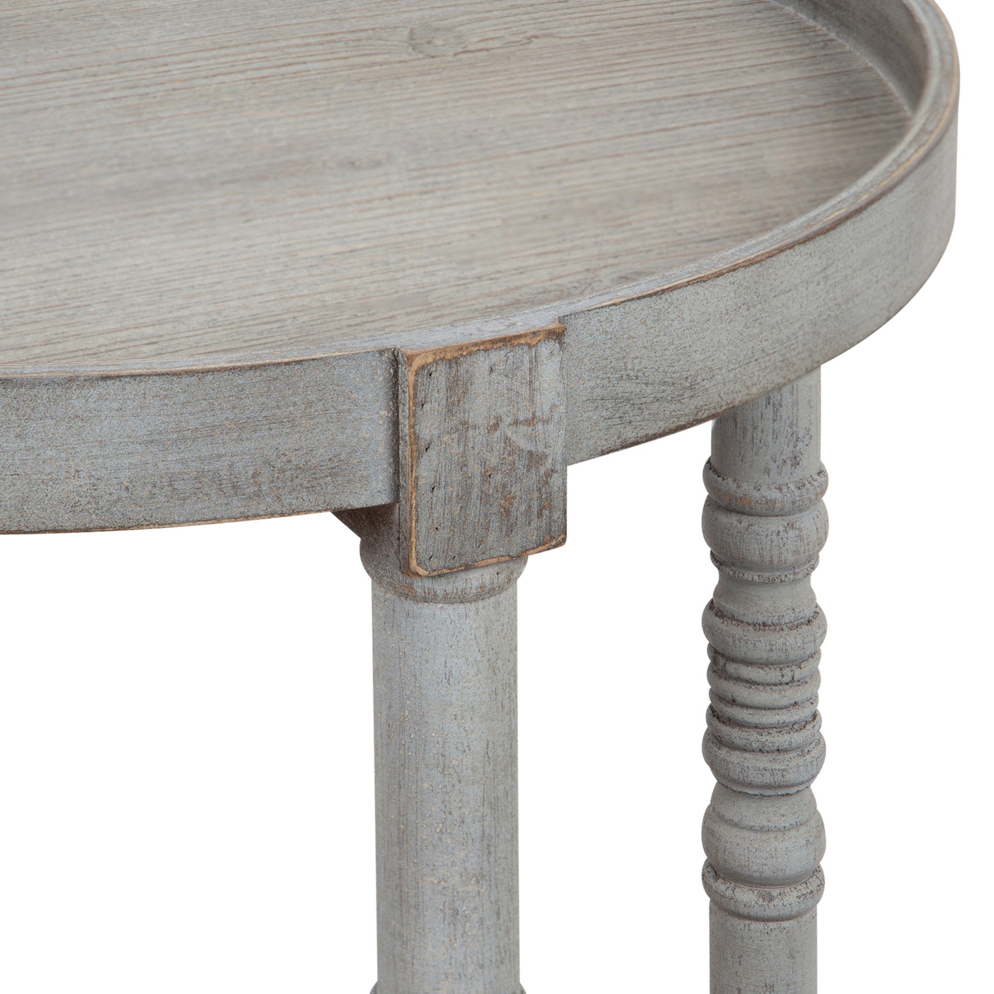 Bellport Round Wood Side Table with Shelf