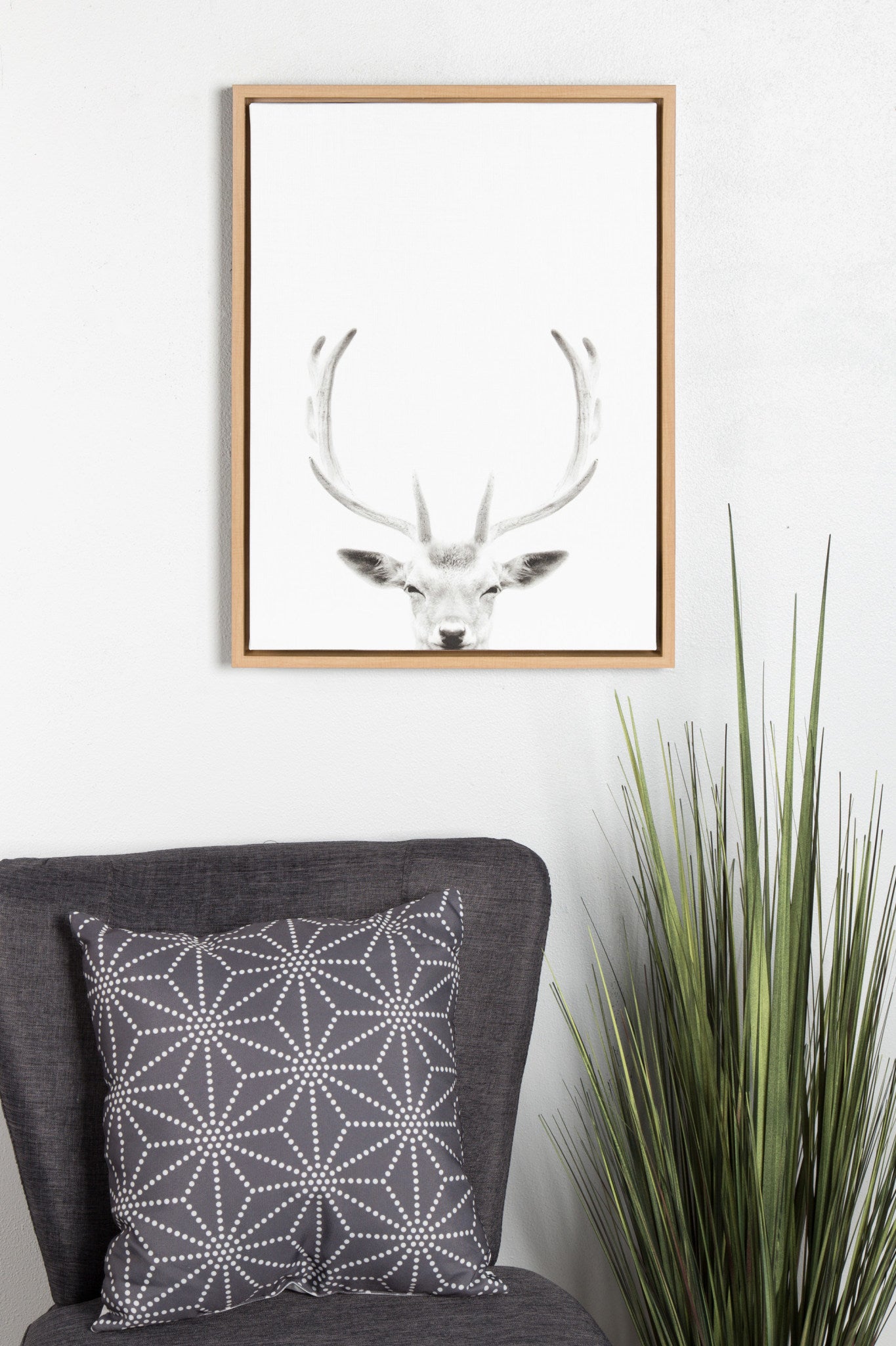 Sylvie Deer Portrait Framed Canvas by Simon Te Tai