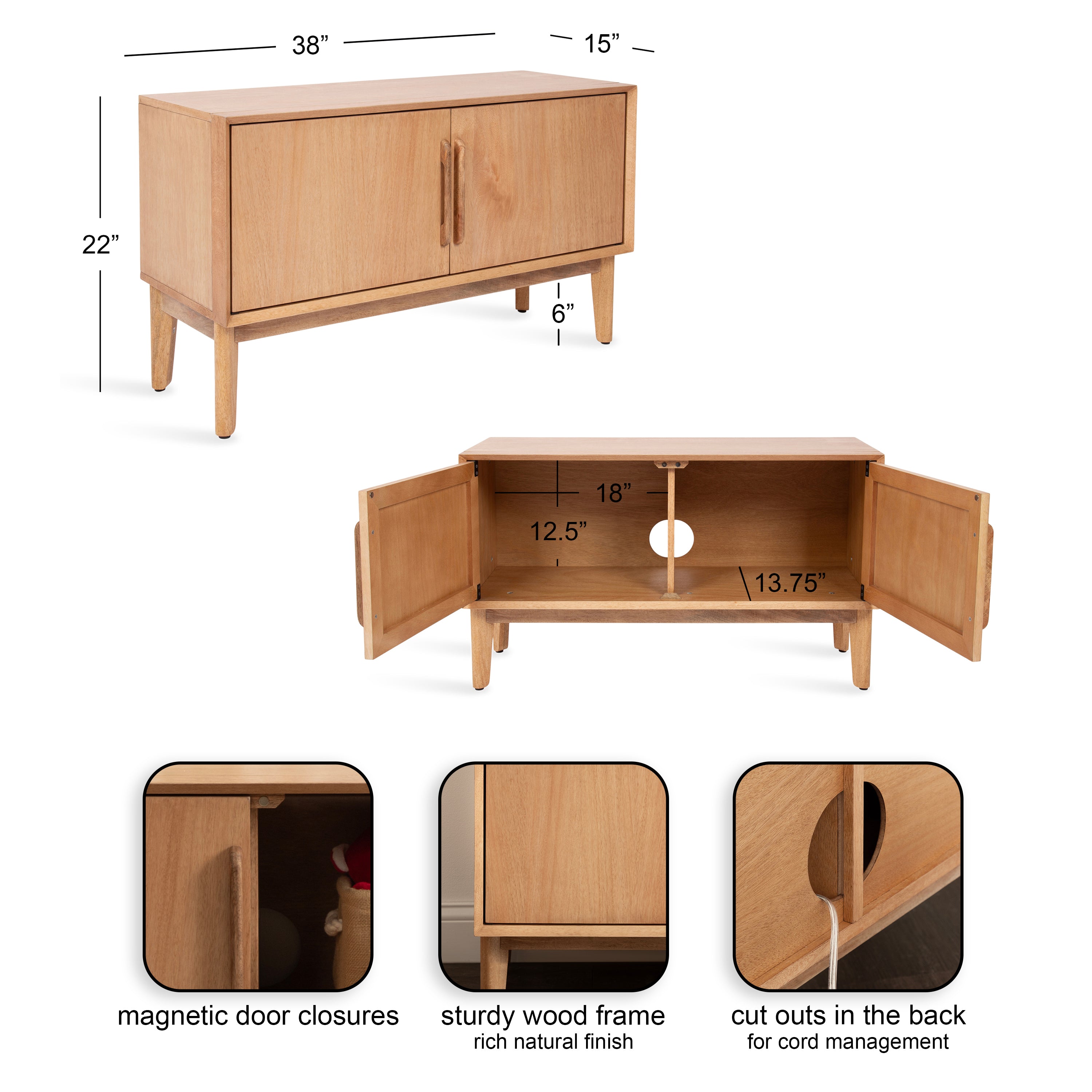 TV Stand 38x15x22 Natural 2