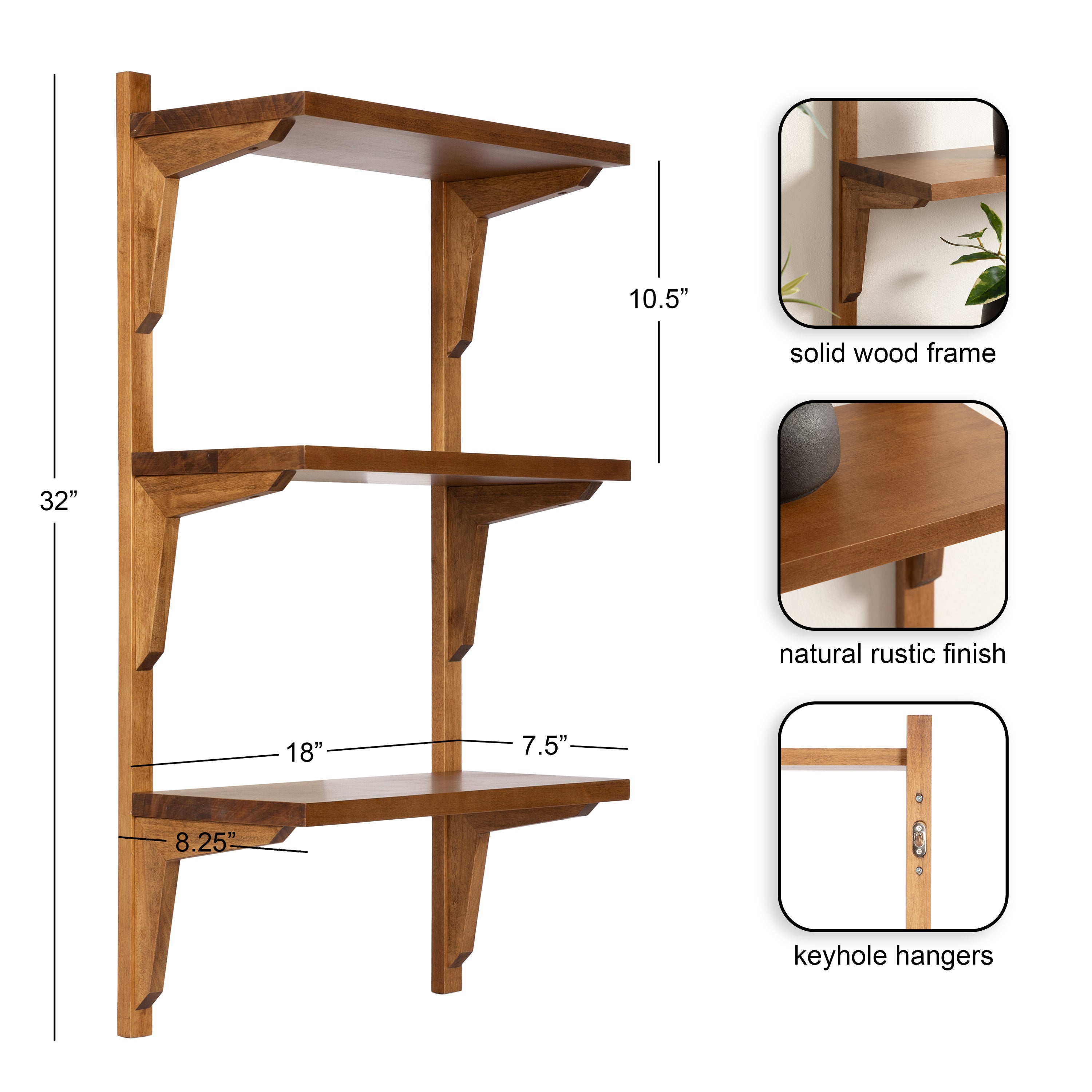 Accent Shelf Rustic Brown 18x9x32 2