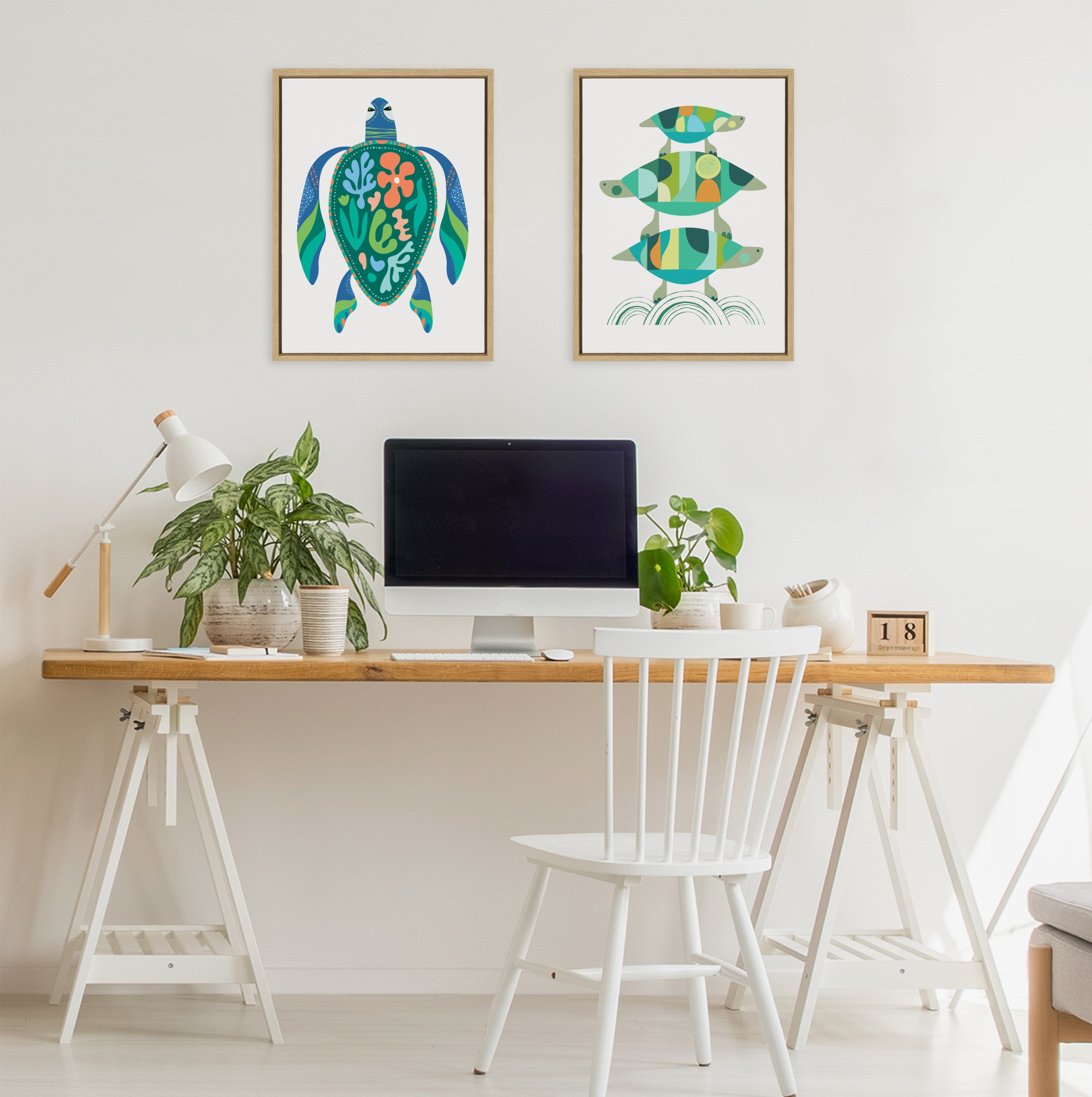 Sylvie Turtle Family Framed Canvas by Rachel Lee of My Dream Wall