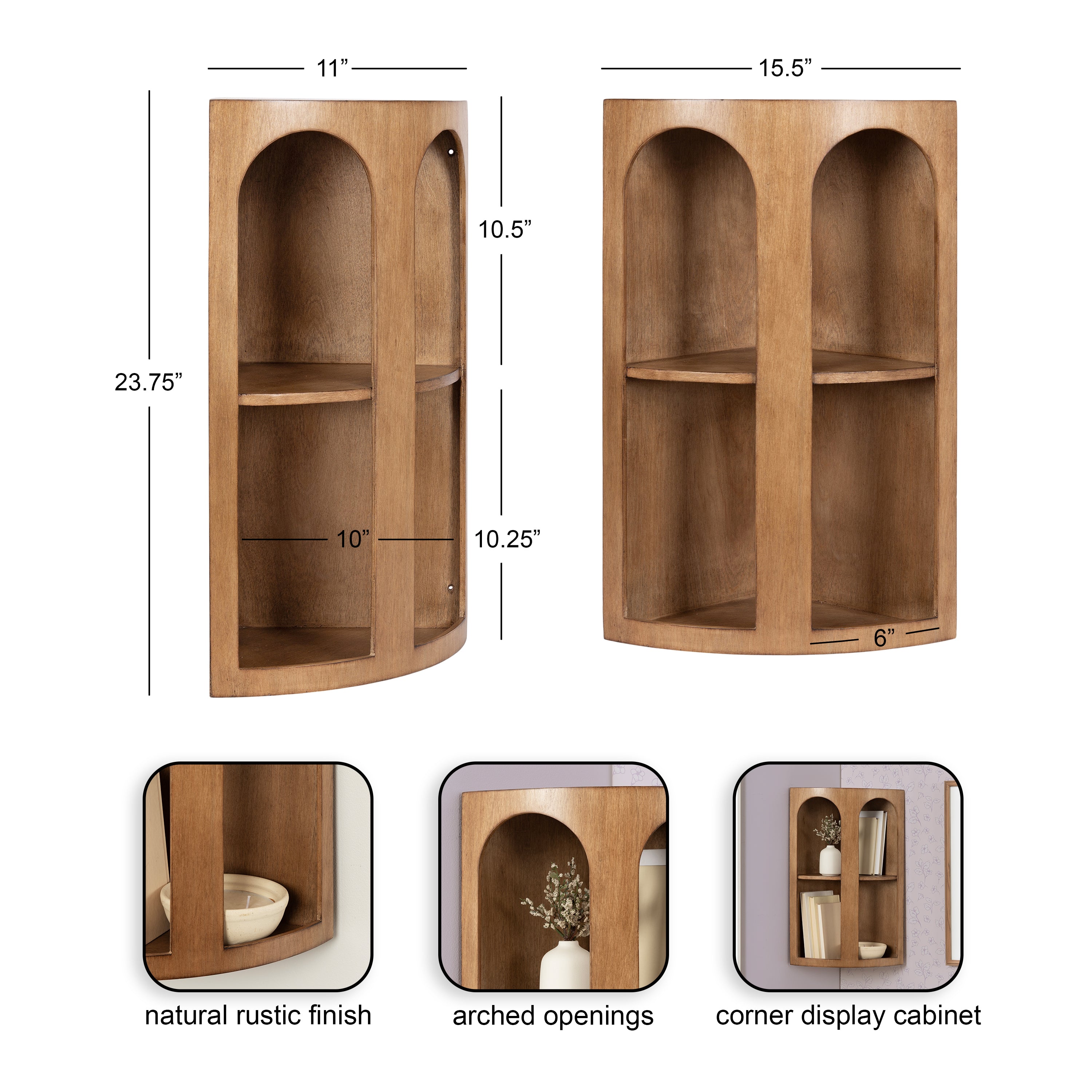 Accent Shelf 16x11x24 Rustic Brown 2