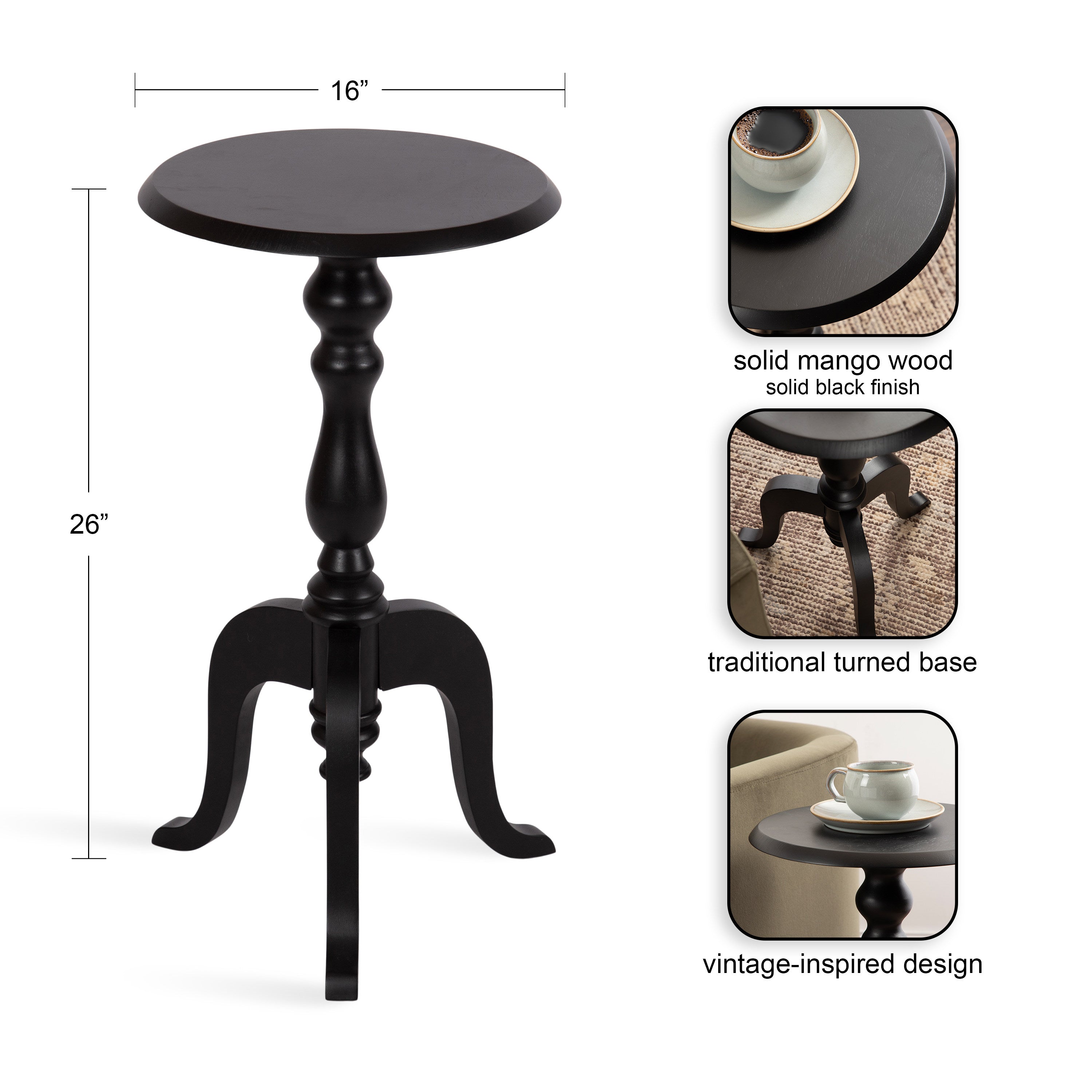 Tourneaux Wood Side Table