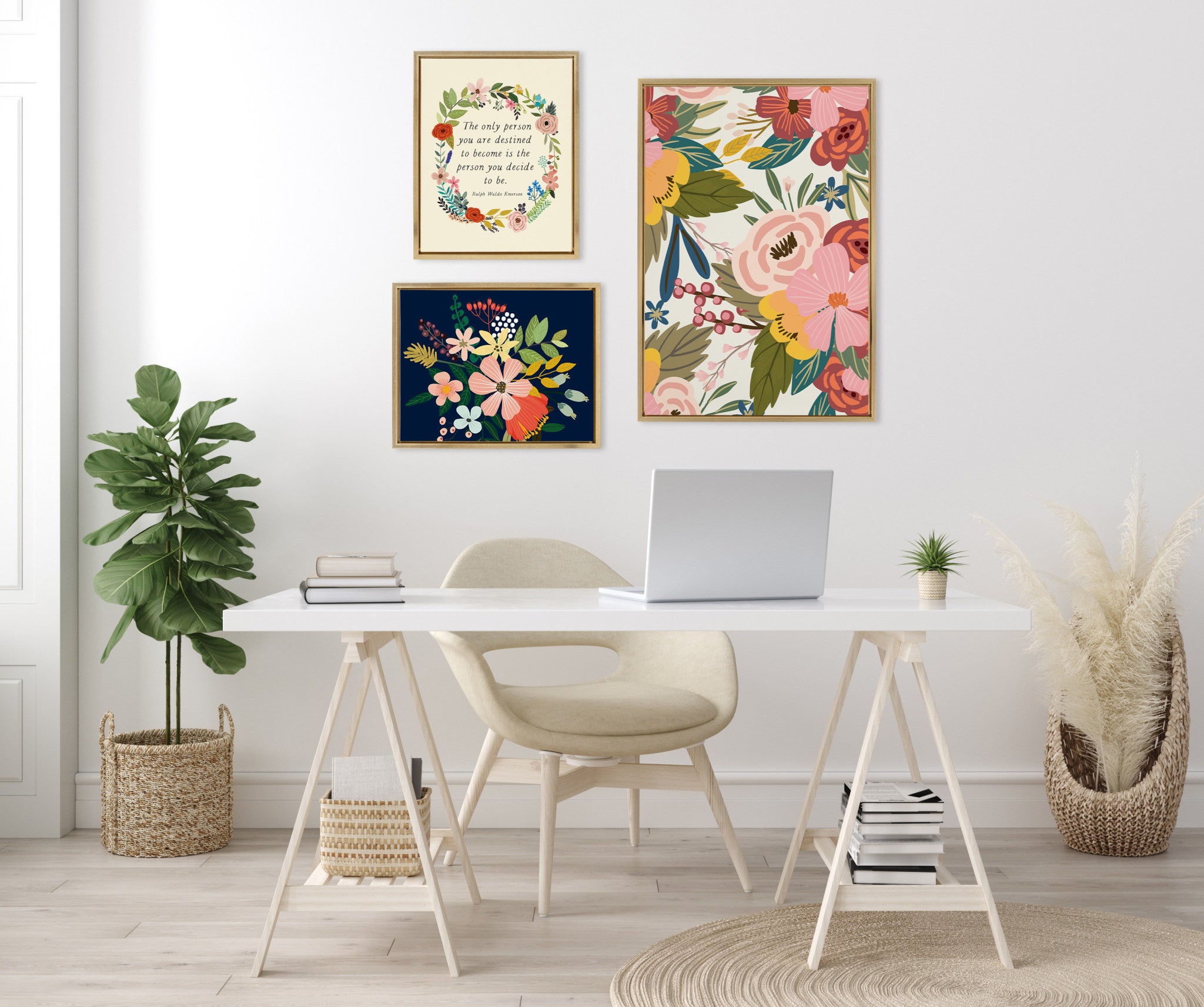 Sylvie Softly, MC 481 Floralis C and MC441 The Only Person Framed Canvas Art Set by Mia Charro