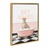 Sylvie Cheetah Get Naked in Retro Pink Bath Framed Canvas by Amy Peterson Art Studio