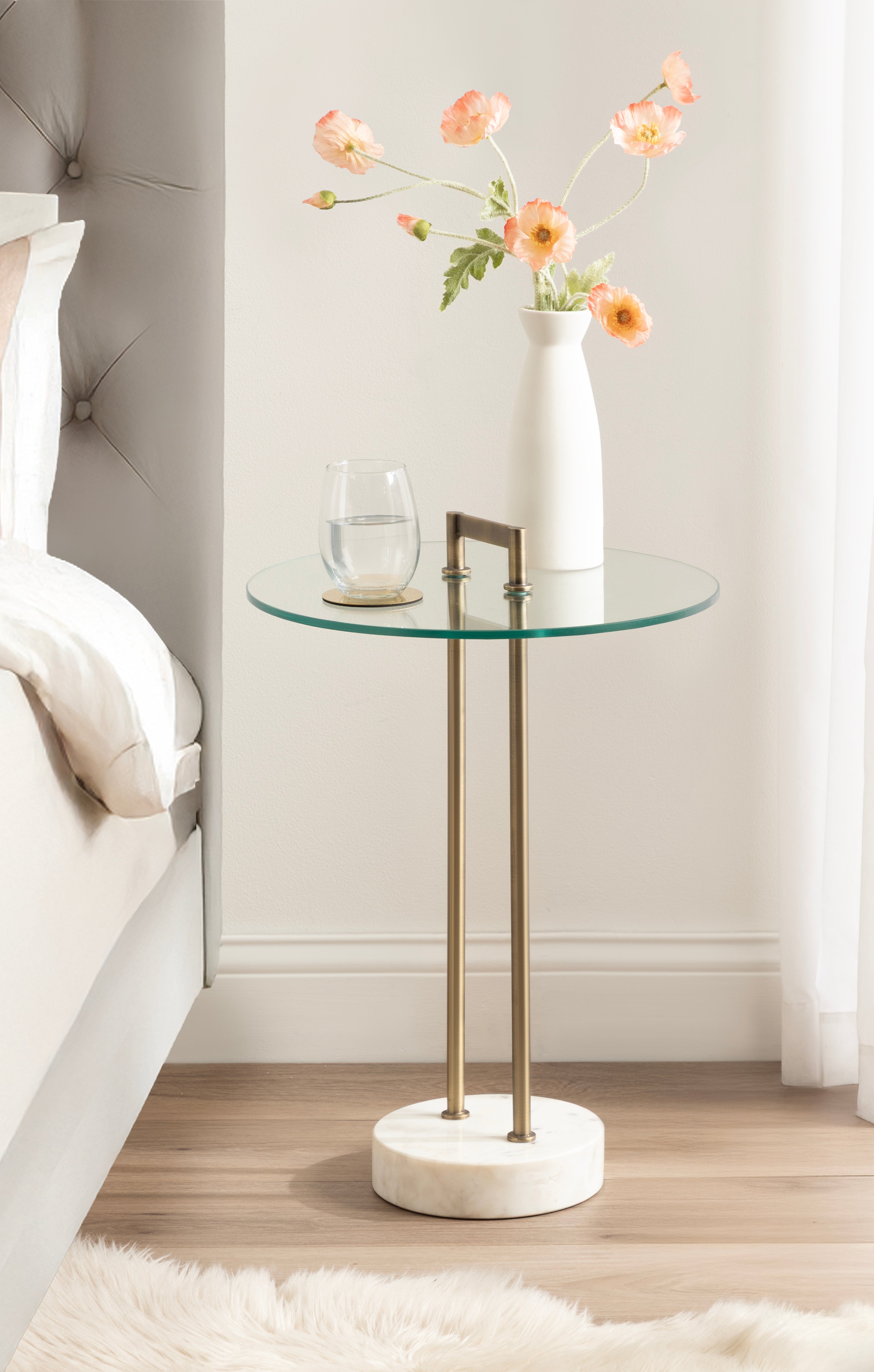 Side Table Gold White 16x16x24 6