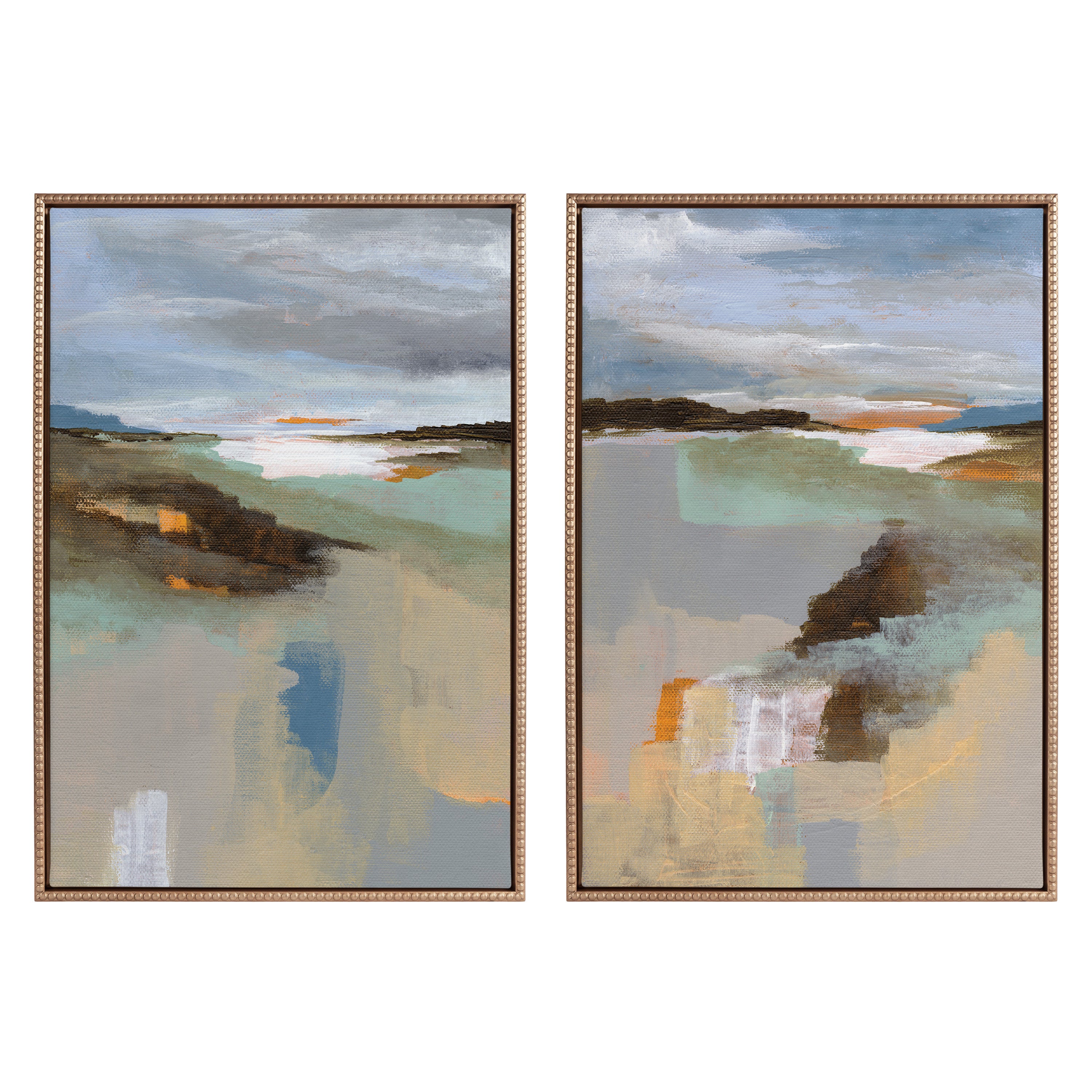 Sylvie Beaded Big Sur I and II Framed Canvas Art Set by Nikita Jariwala