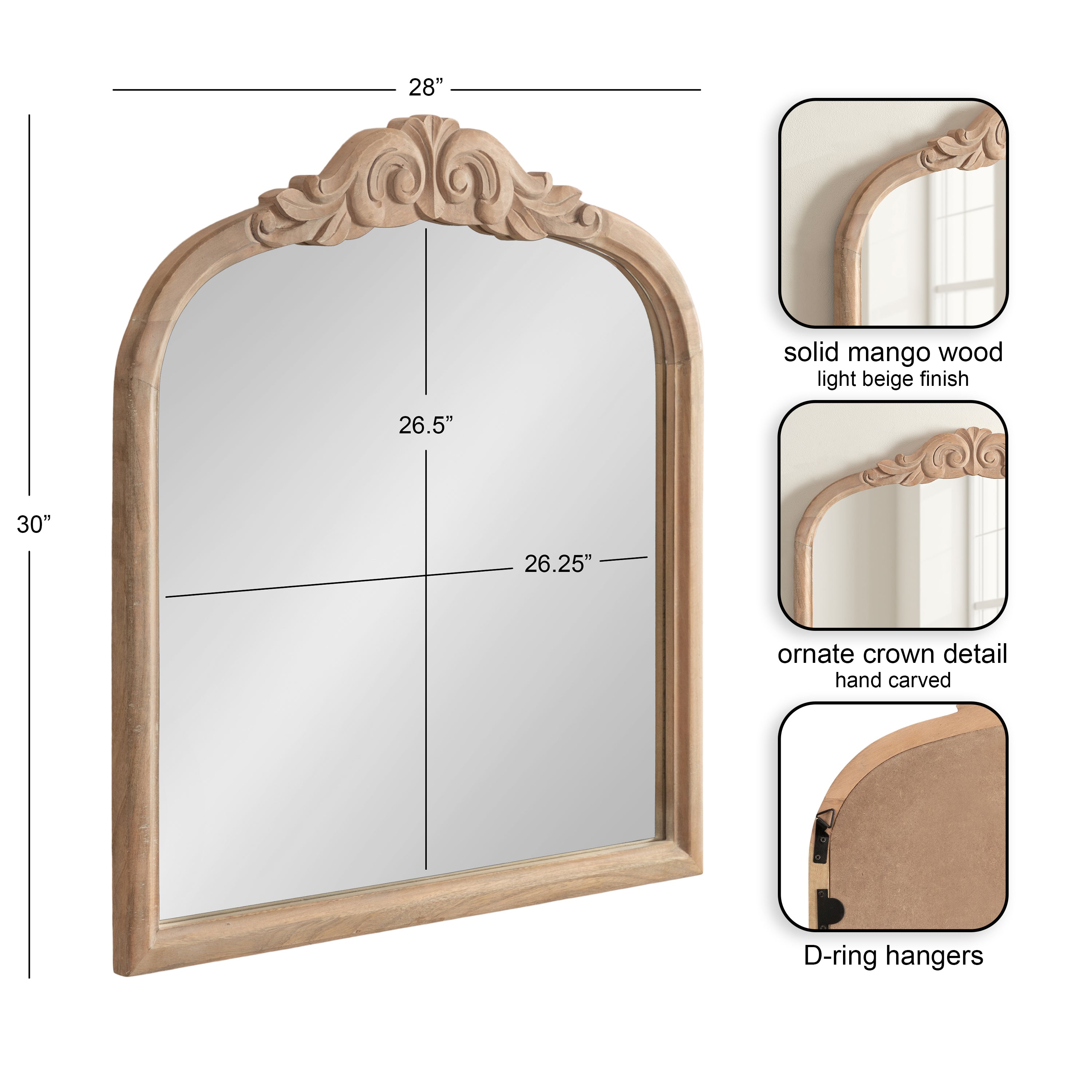 Arch Mirror Natural Beige 28x30 2