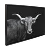 Sylvie Tudanca Cow Longhorn Bull Cattle Animal BW Framed Canvas by Xyo