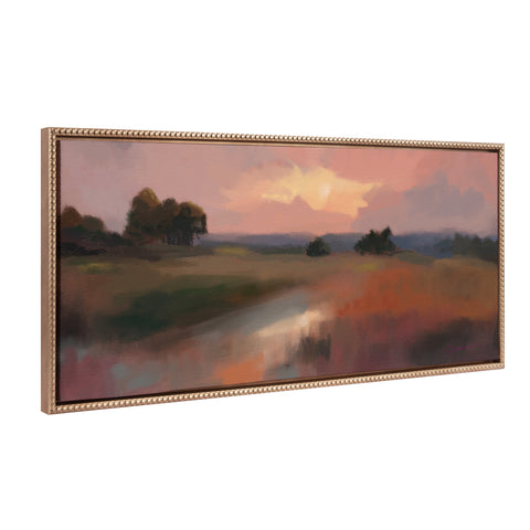 Sylvie Beaded Foothills in the Evening Framed Canvas by Mary Sparrow