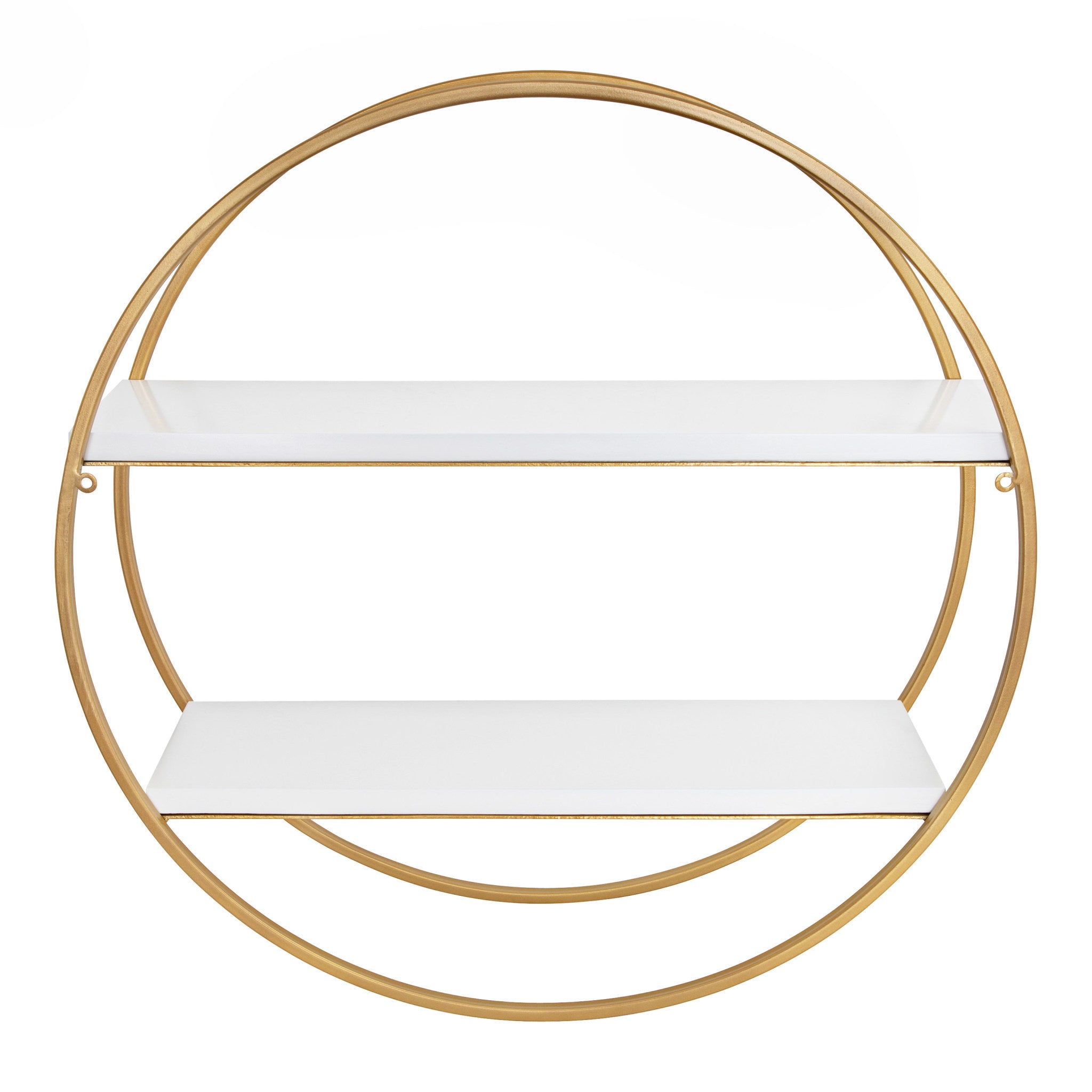 Sequoia Wood and Metal Round Wall Shelf