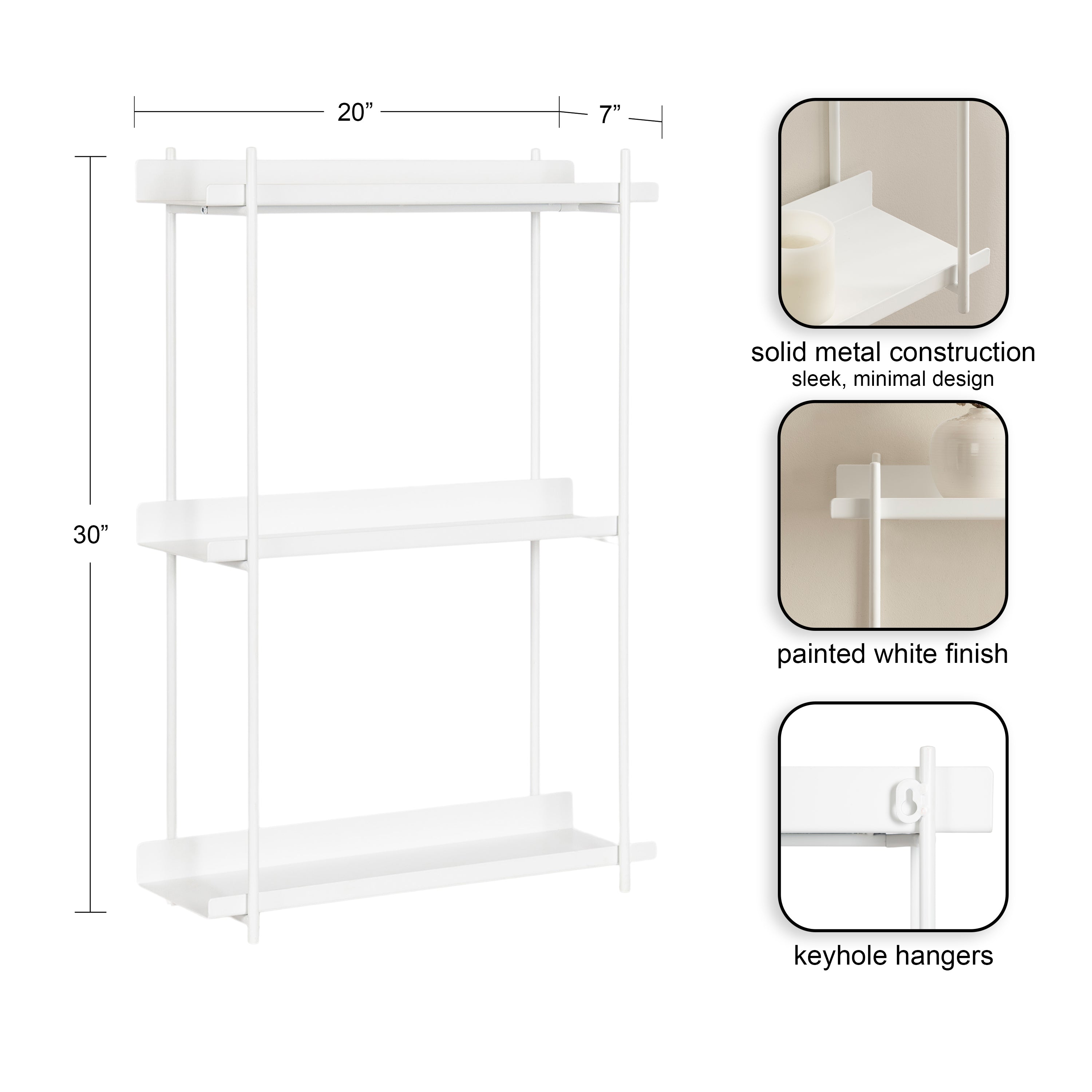Accent Shelf White 20x7x30 2