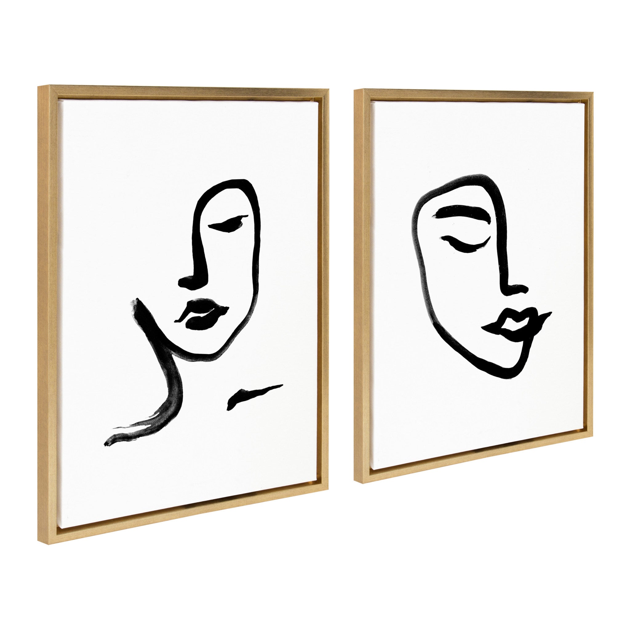 Sylvie Woman Face Art and Face Line Print Framed Canvas Art Set by Viola Kreczmer