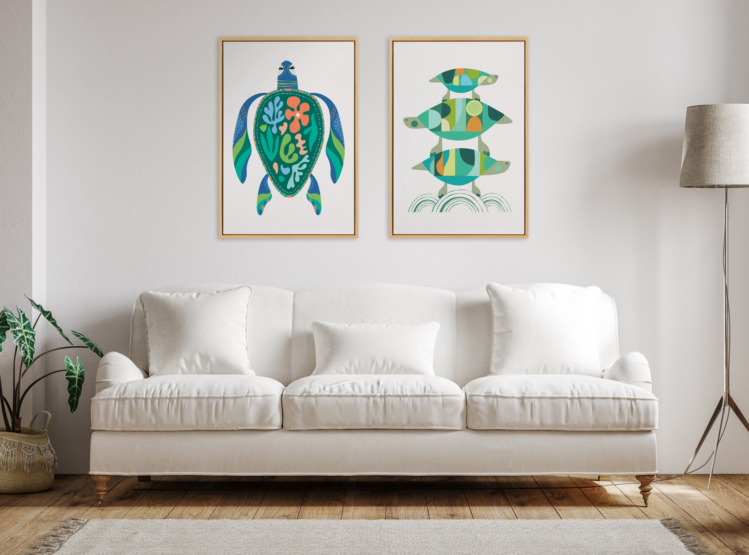 Sylvie MCM Sea Turtle Framed Canvas by Rachel Lee of My Dream Wall
