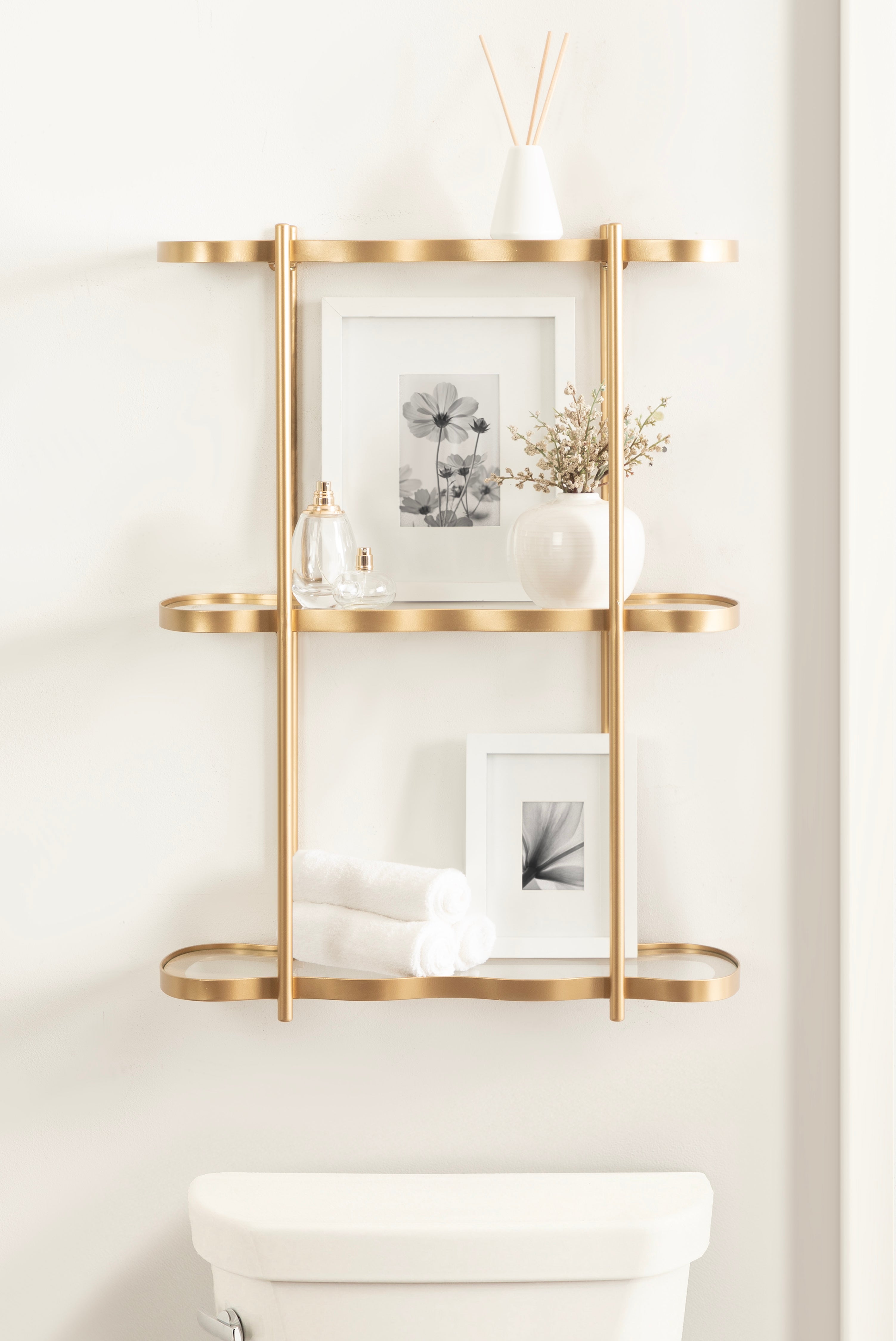 Curventi Tiered Wall Shelf Glass and Metal
