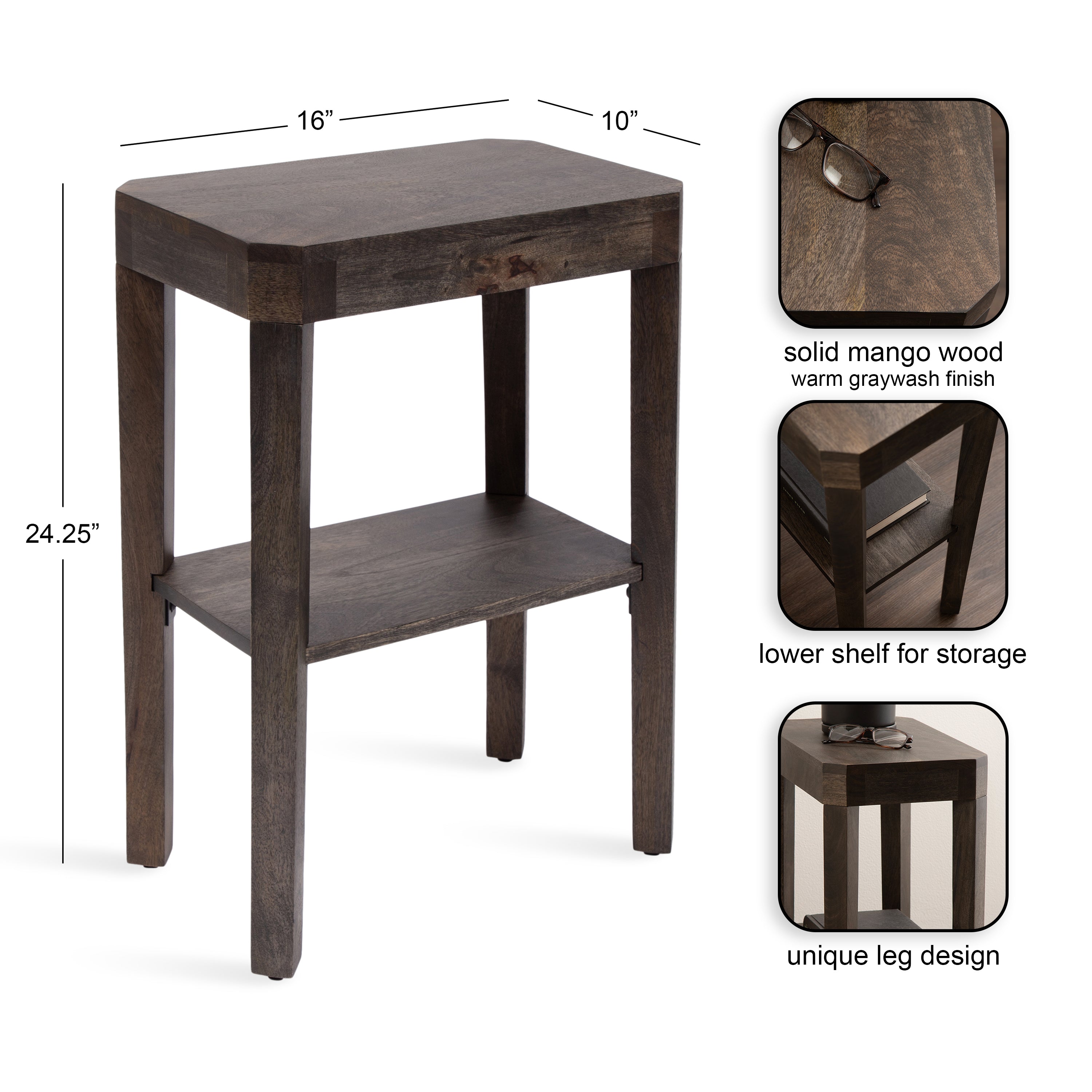 Side Table Gray 16x10x25 2
