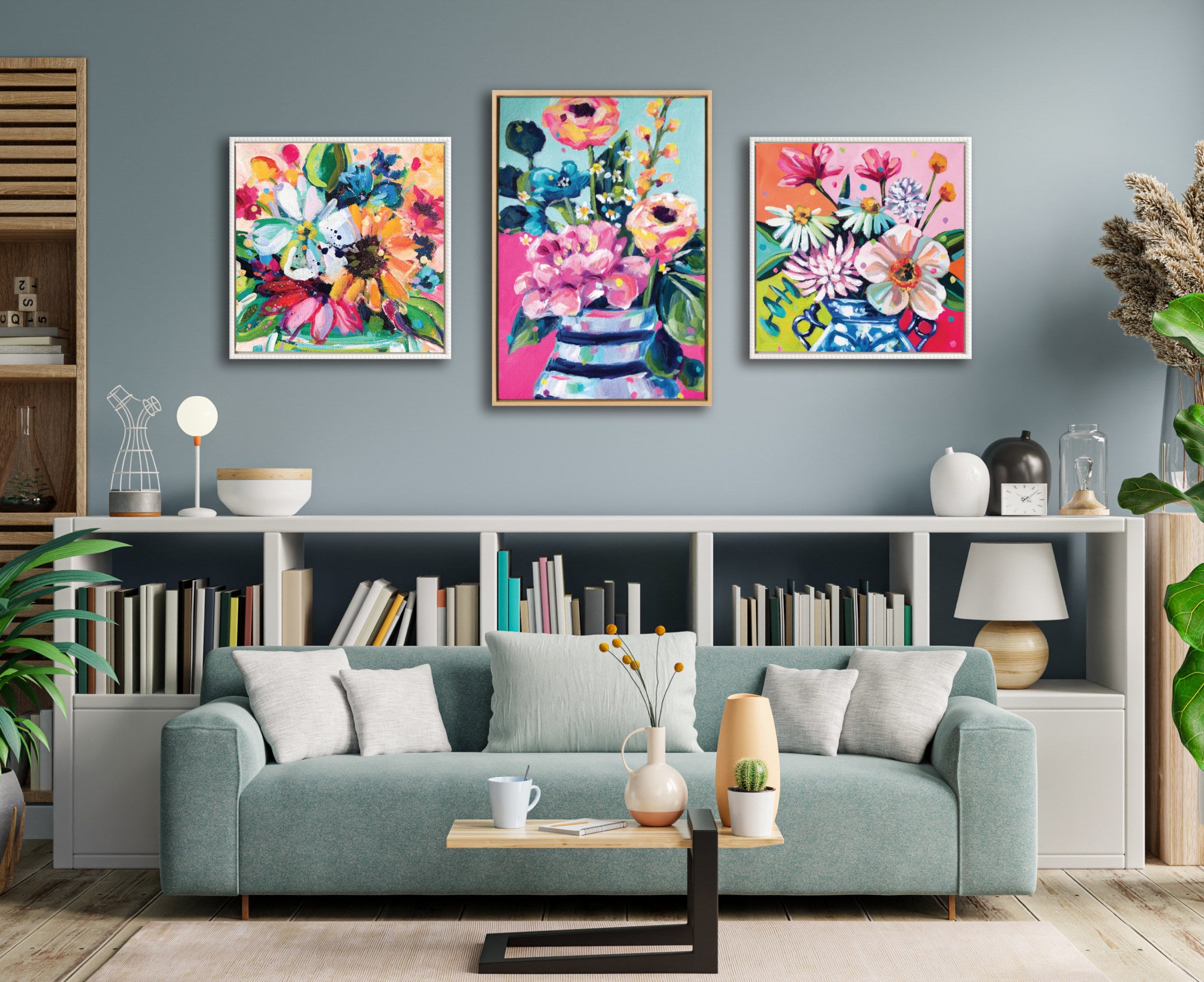 Sylvie Beaded Wild Growth Framed Canvas by Rachel Christopoulos