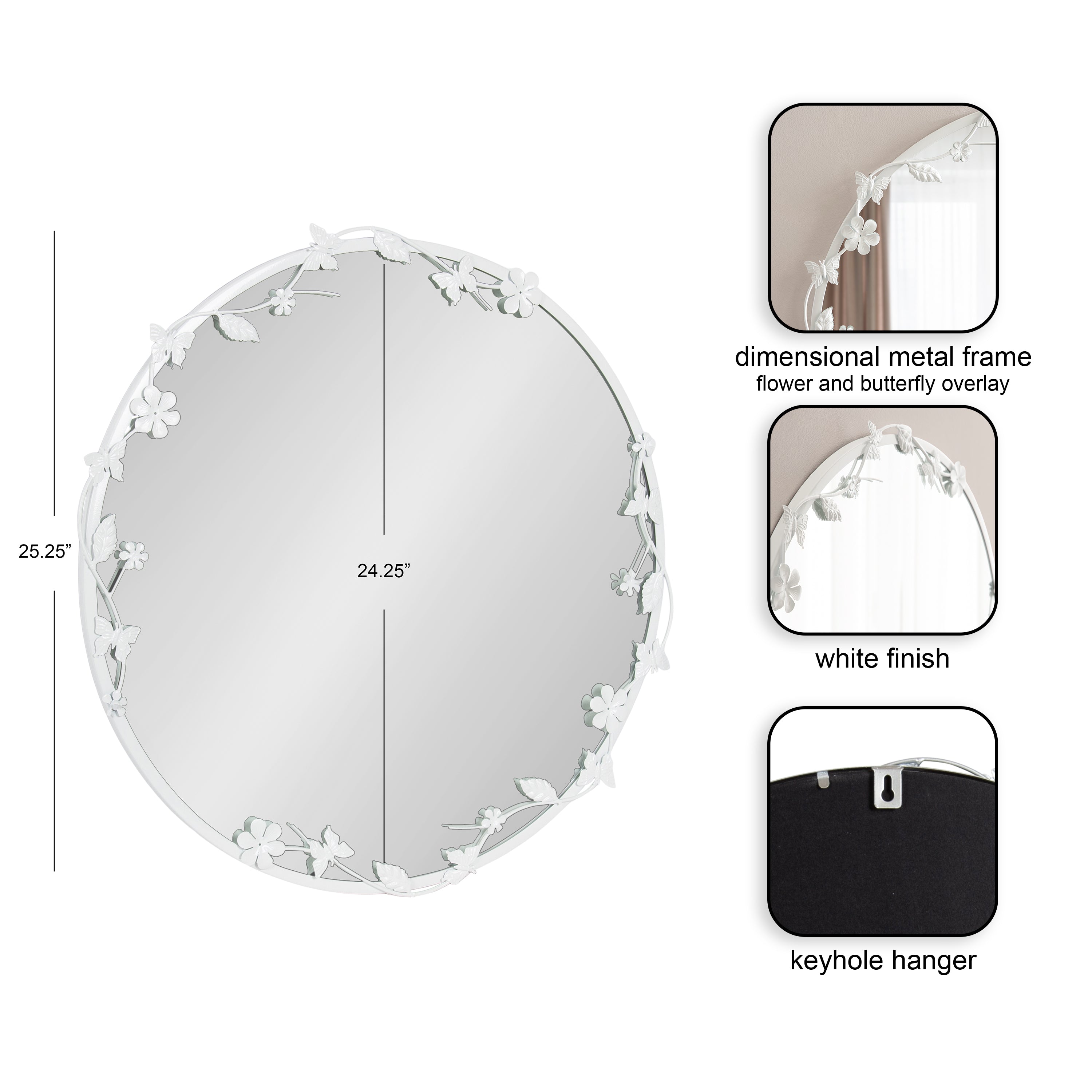 Round Mirror 26x26 White 2