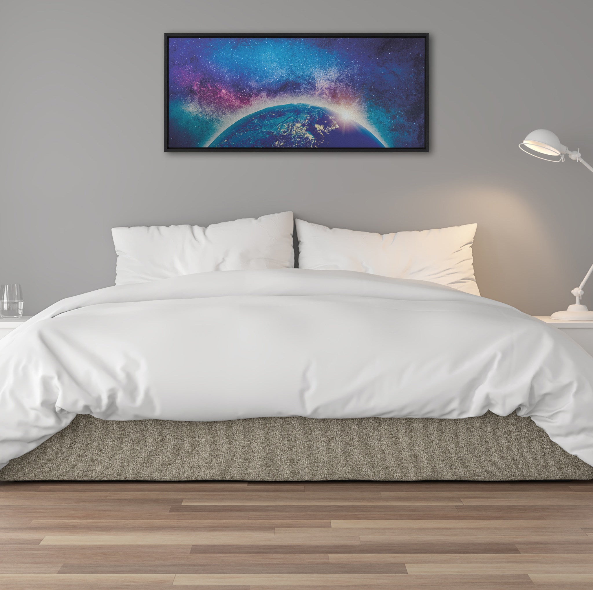 Sylvie Milky Way Galaxy Landscape Earth View from Space Framed Canvas by 1xpert