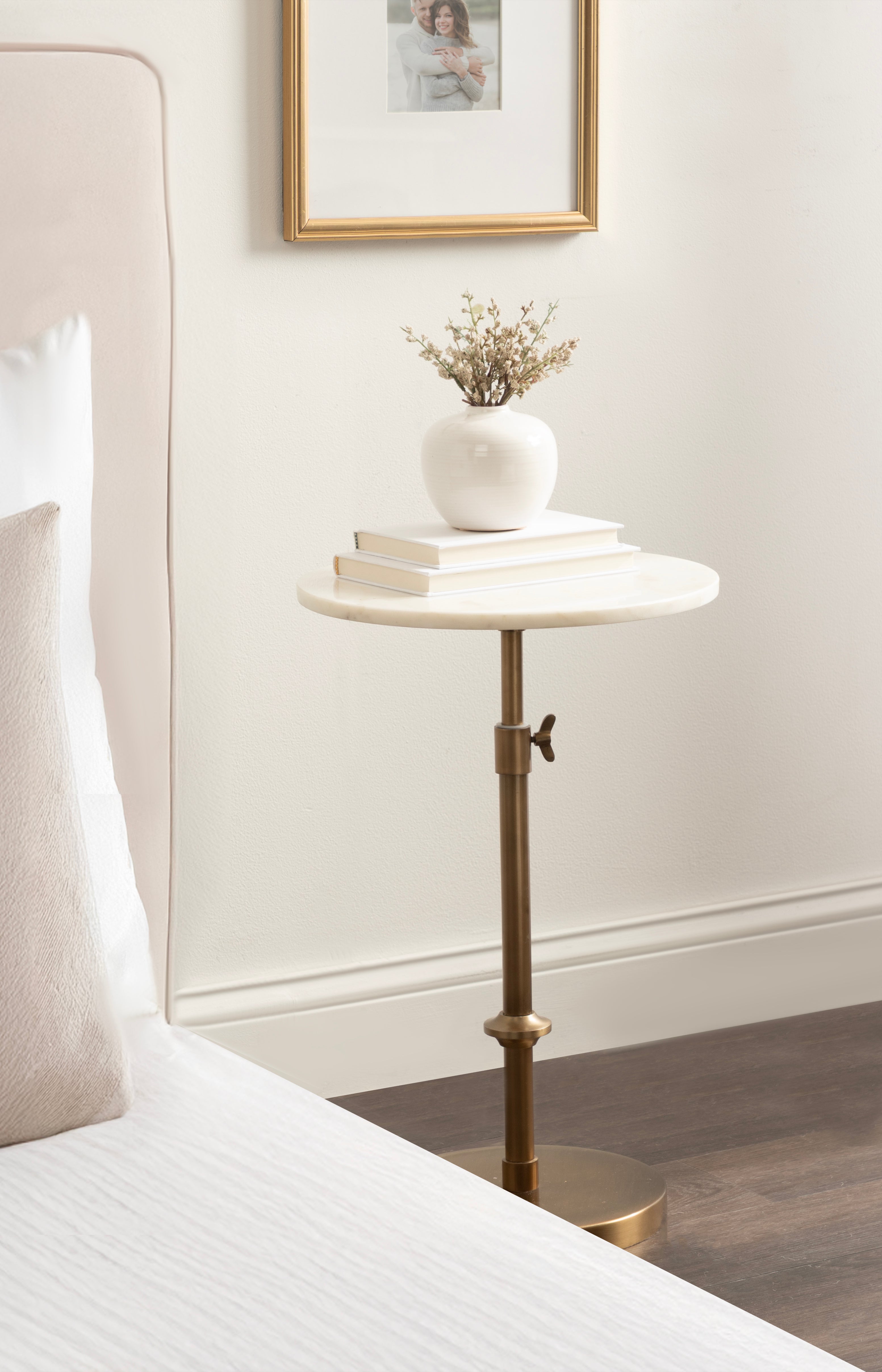 Drink Table White Gold 14x14x30 8