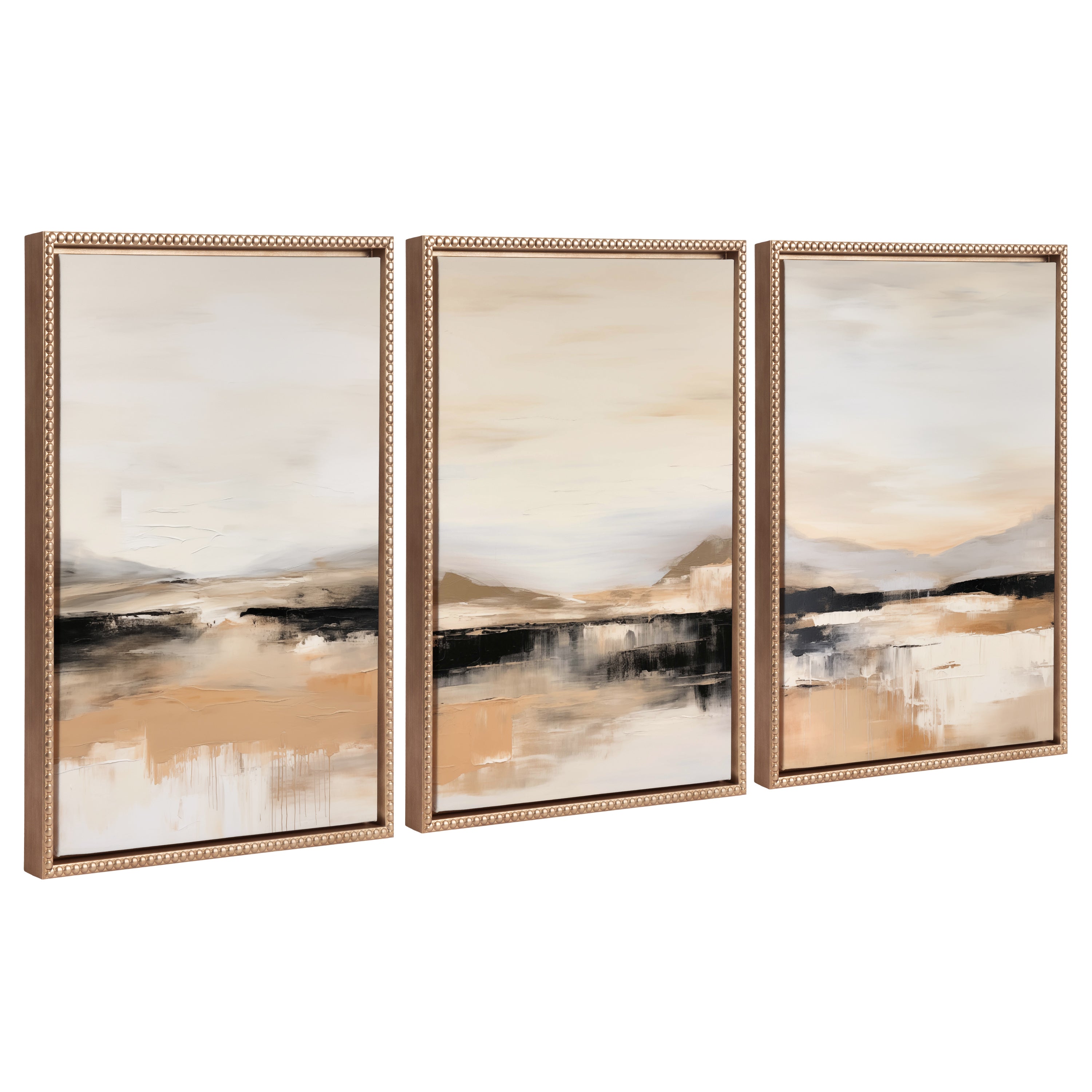 Art Set 3 Piece Set 18x24 Sylvie Beaded Dark Gold 1