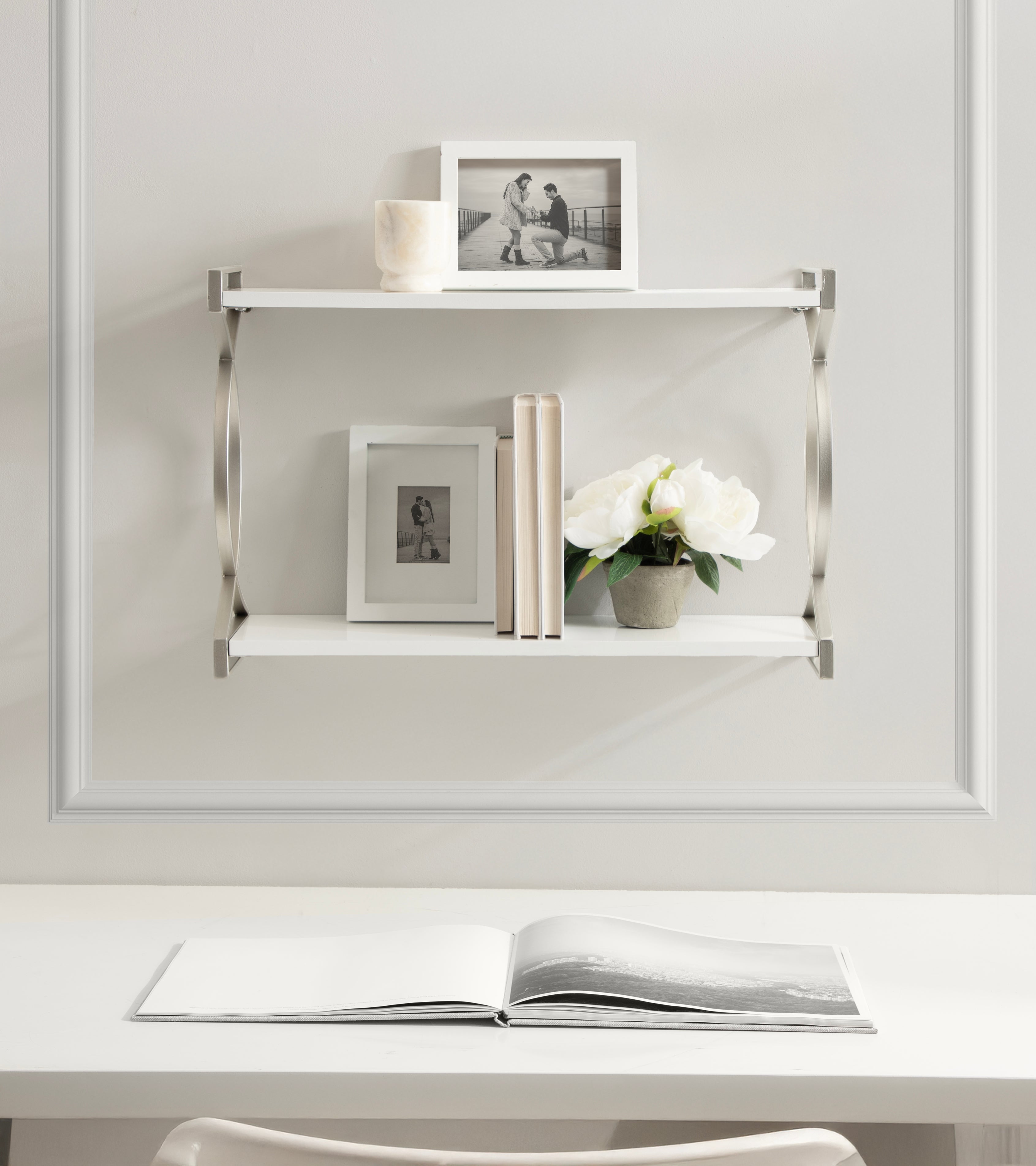 Accent Shelf 24x7x16 Silver White 8
