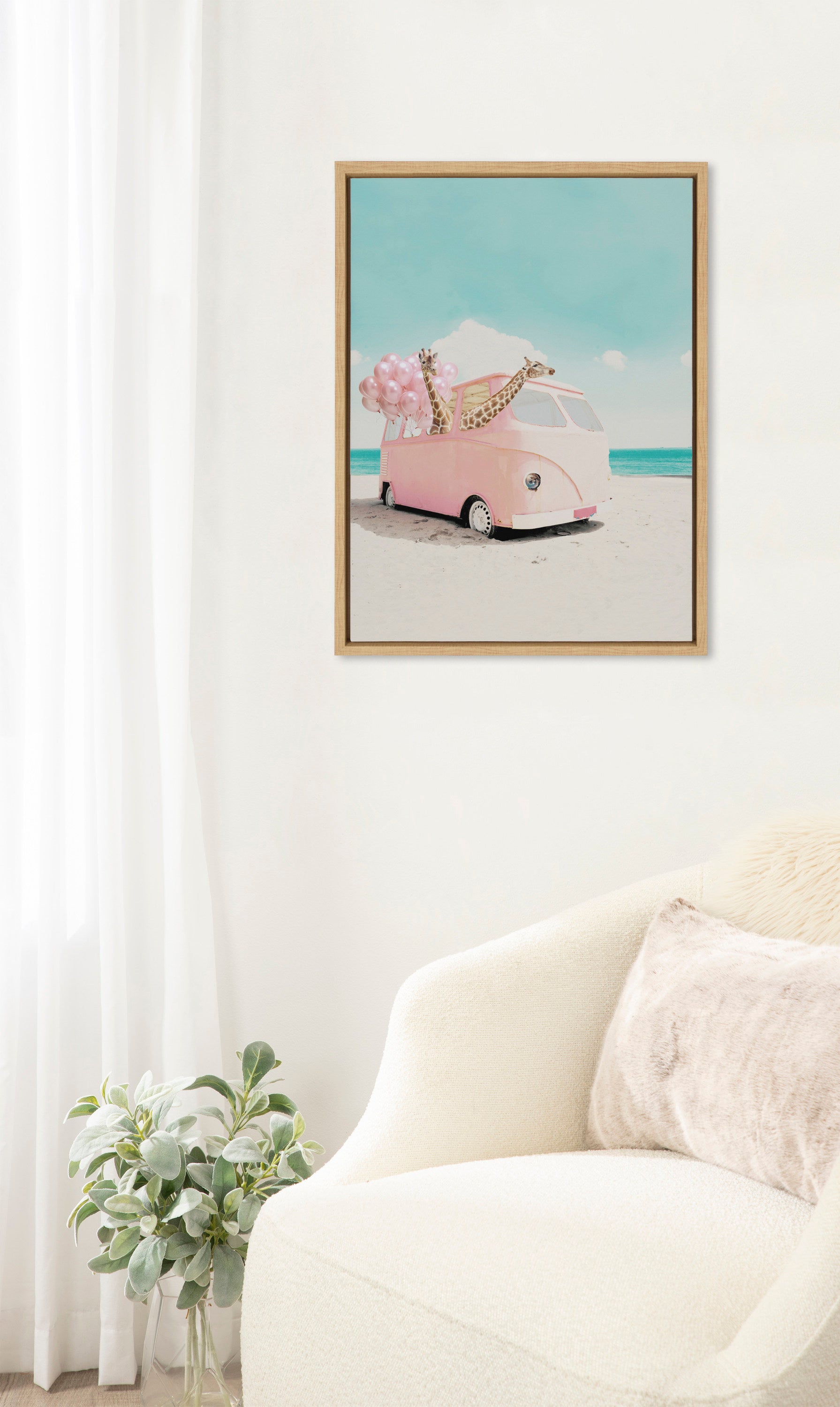 Sylvie Pink Van Framed Canvas by July Art Prints