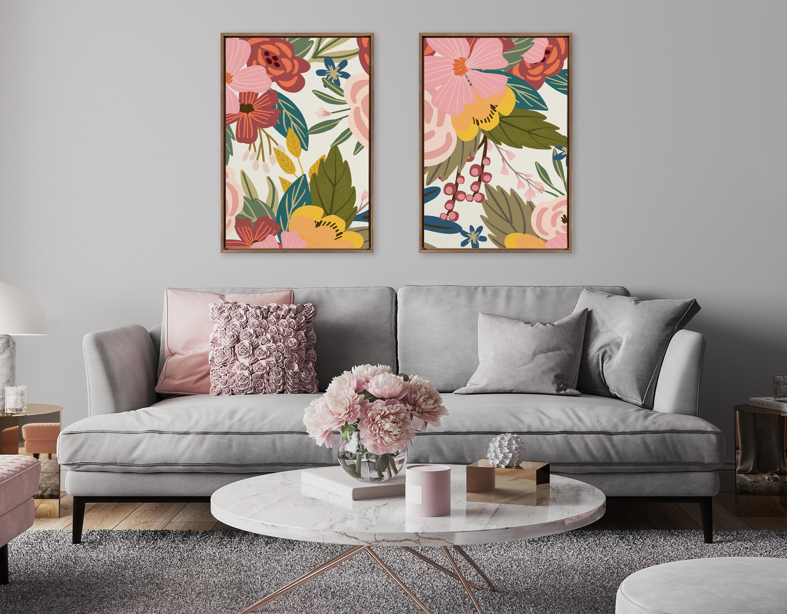 Sylvie Softly 1 and 2 Framed Canvas Art Set by Mia Charro