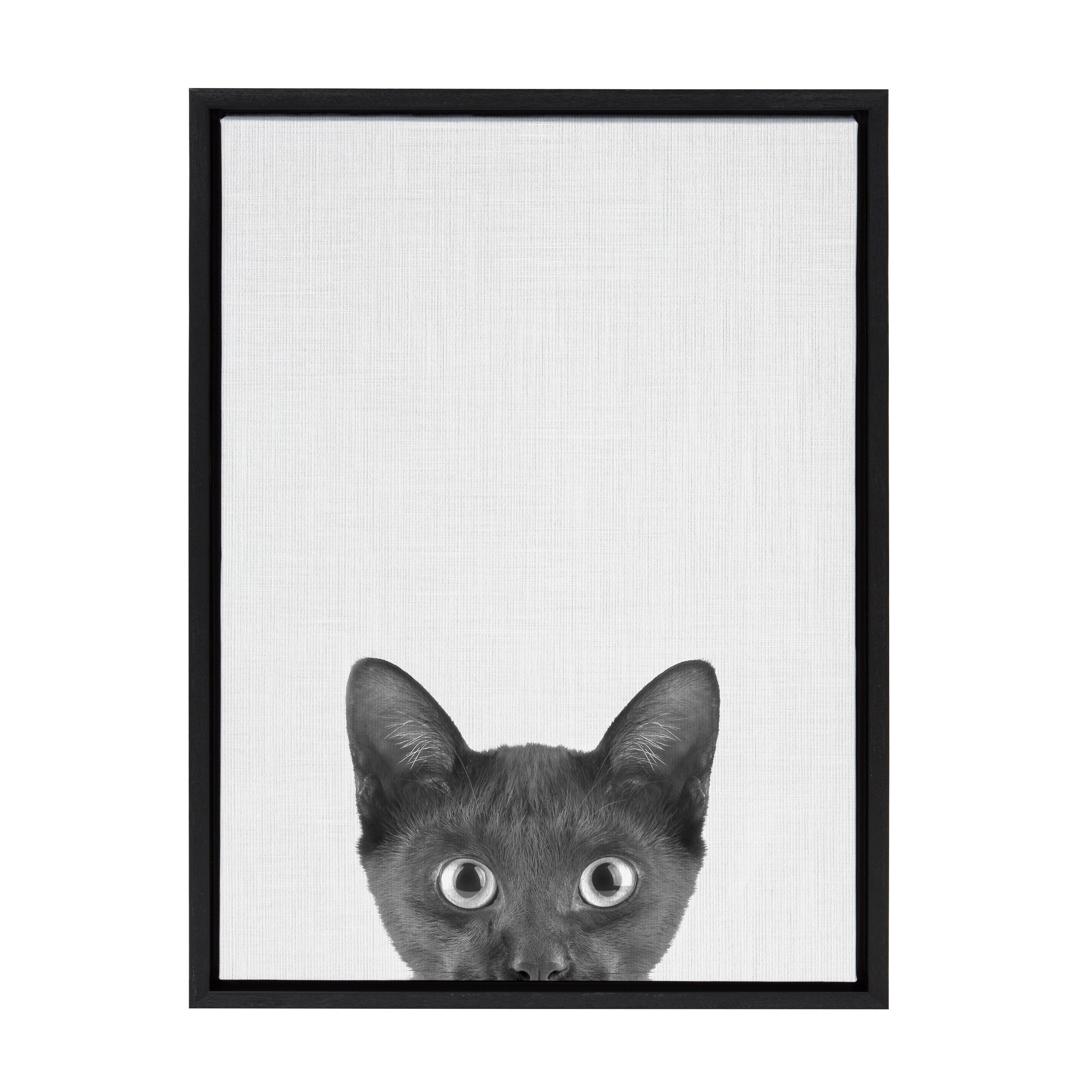 Sylvie Black Kitten Framed Canvas by Simon Te of Tai Prints