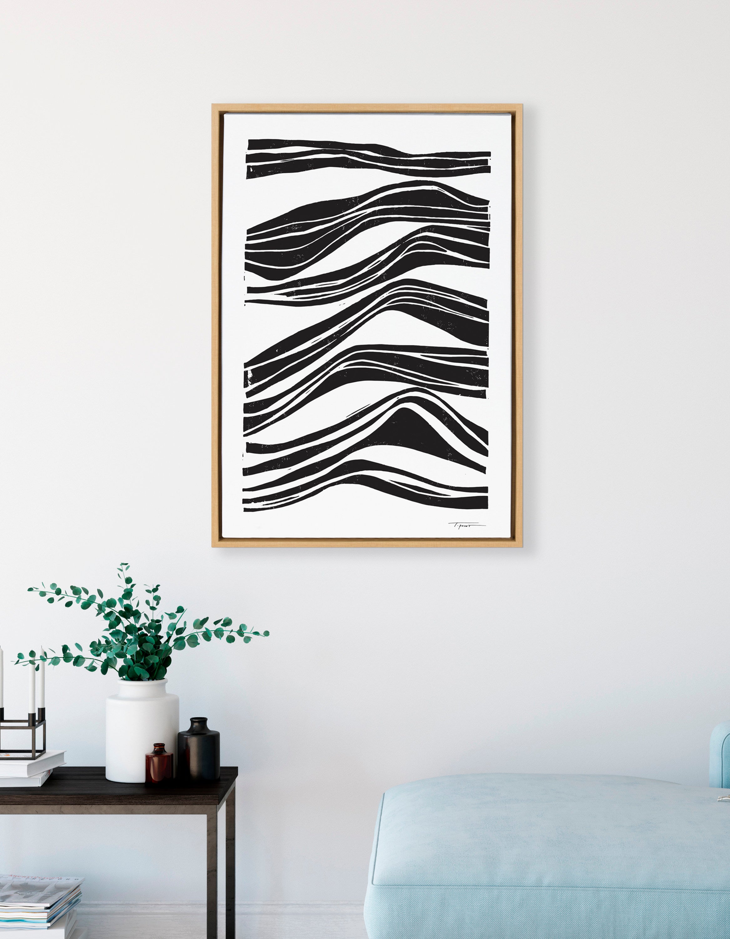 Sylvie Abstract Waves Framed Canvas by Statement Goods