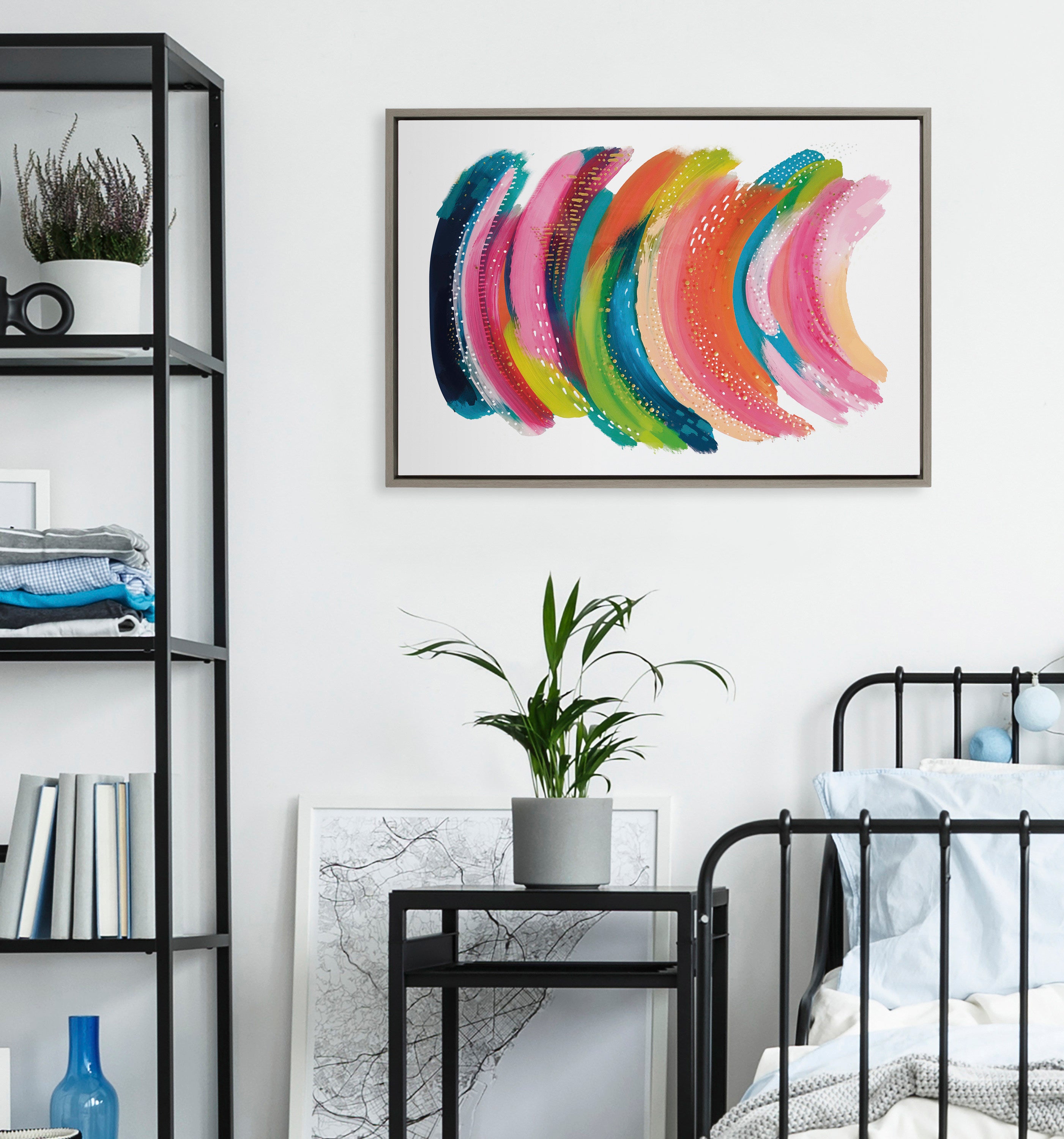 Sylvie Bright Abstract Framed Canvas by Jessi Raulet of Ettavee