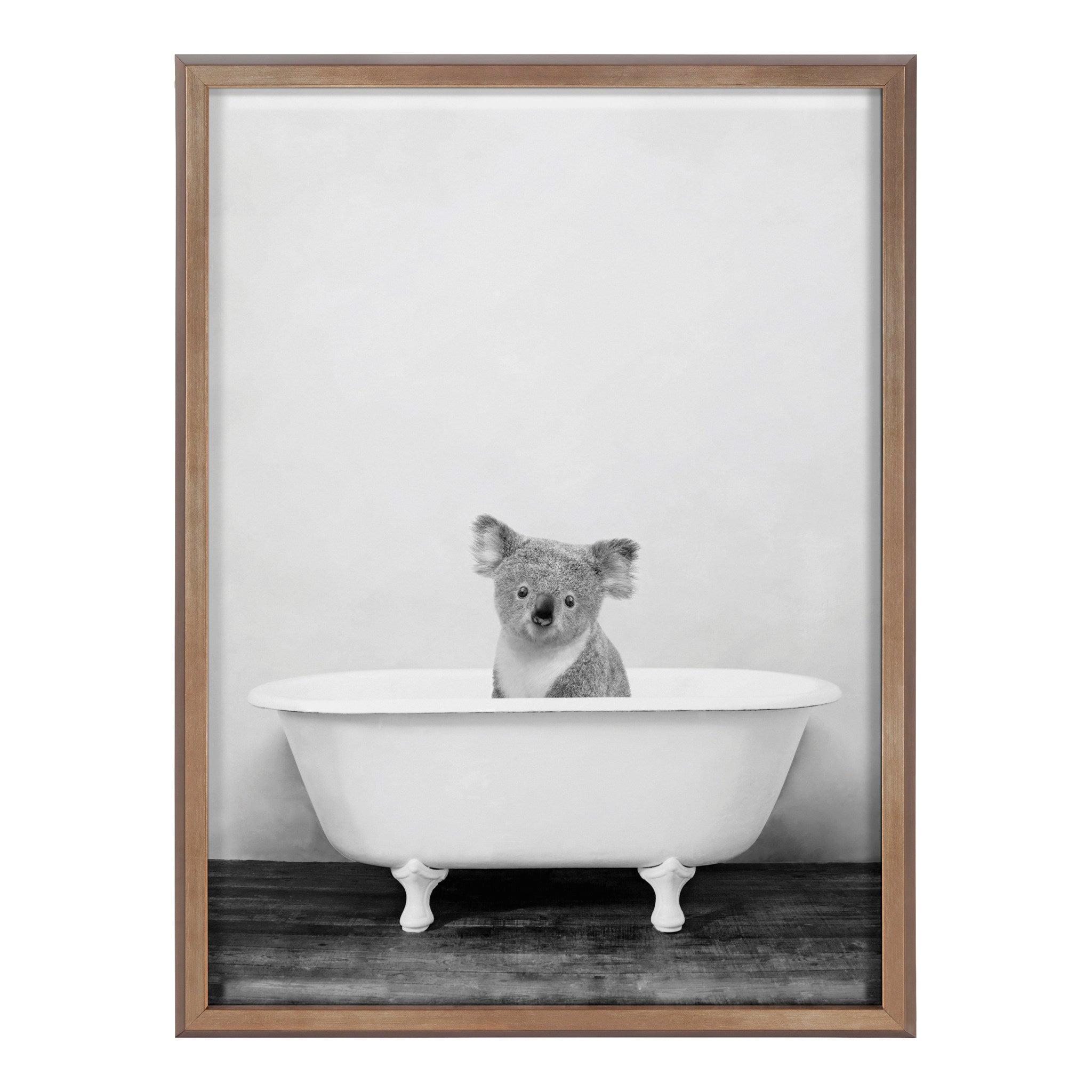 Blake Koala in Bathtub Black and White Framed Printed Glass by Amy Peterson