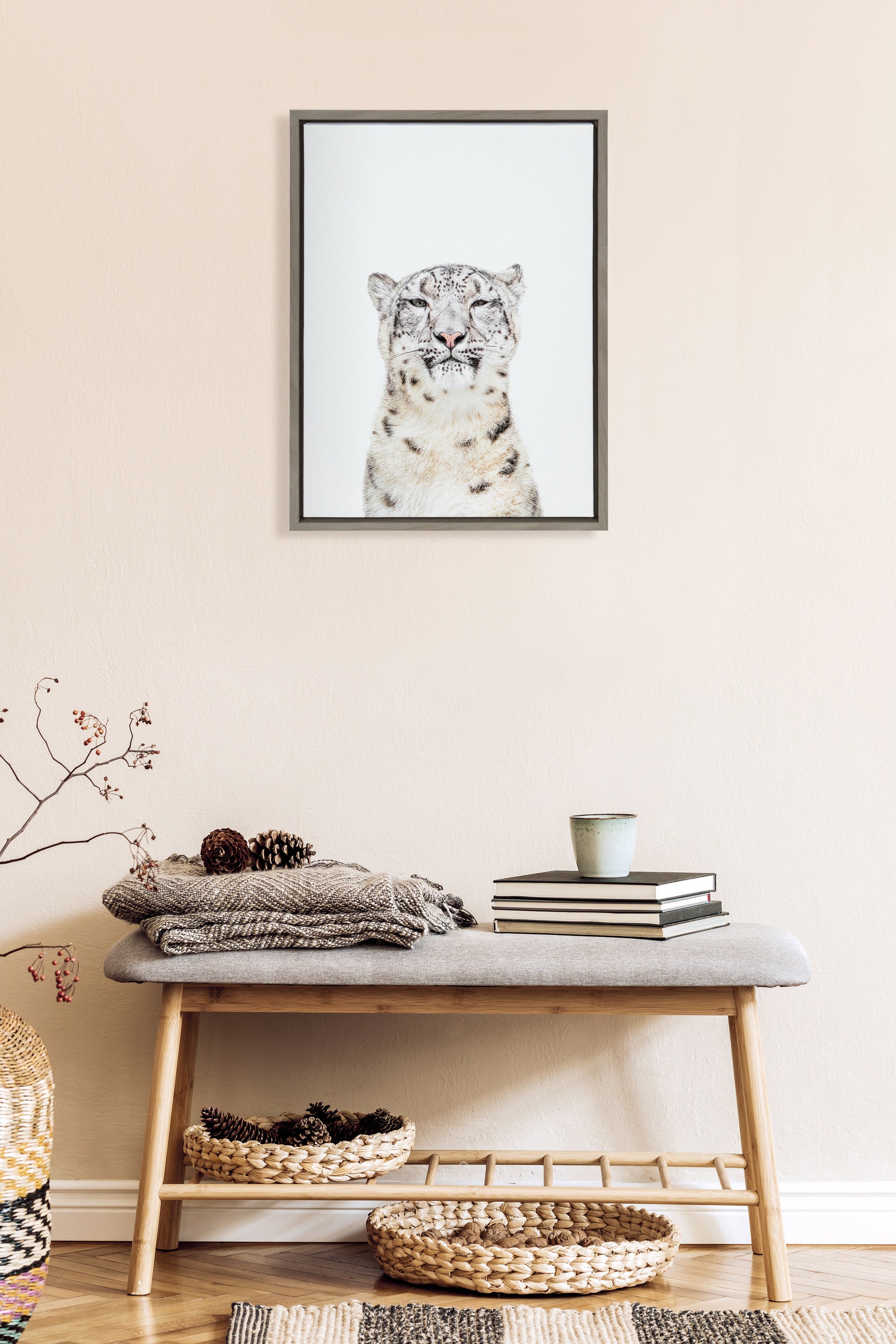 Sylvie Snow Leopard Portrait Framed Canvas by Amy Peterson Art Studio