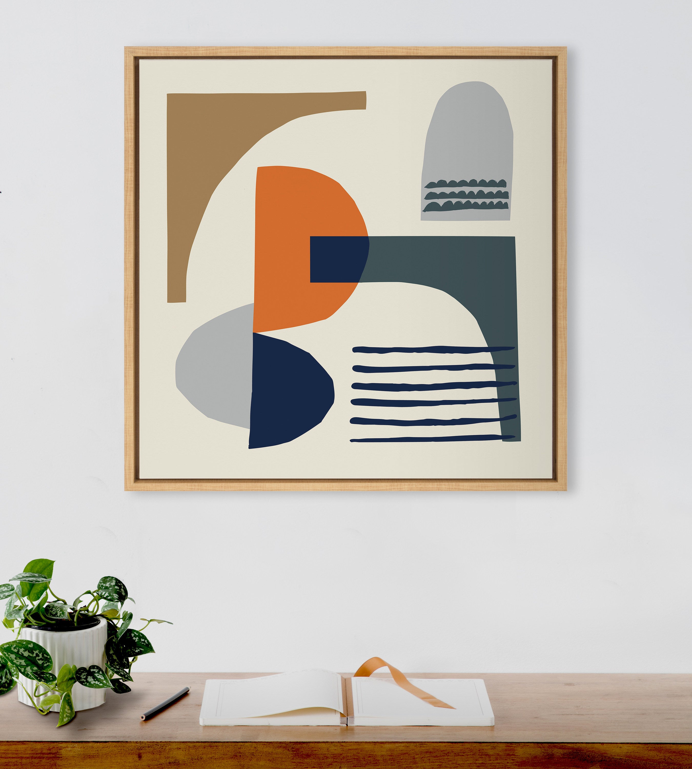 Sylvie Abstract Mid Century Framed Canvas by Rachel Lee of My Dream Wall