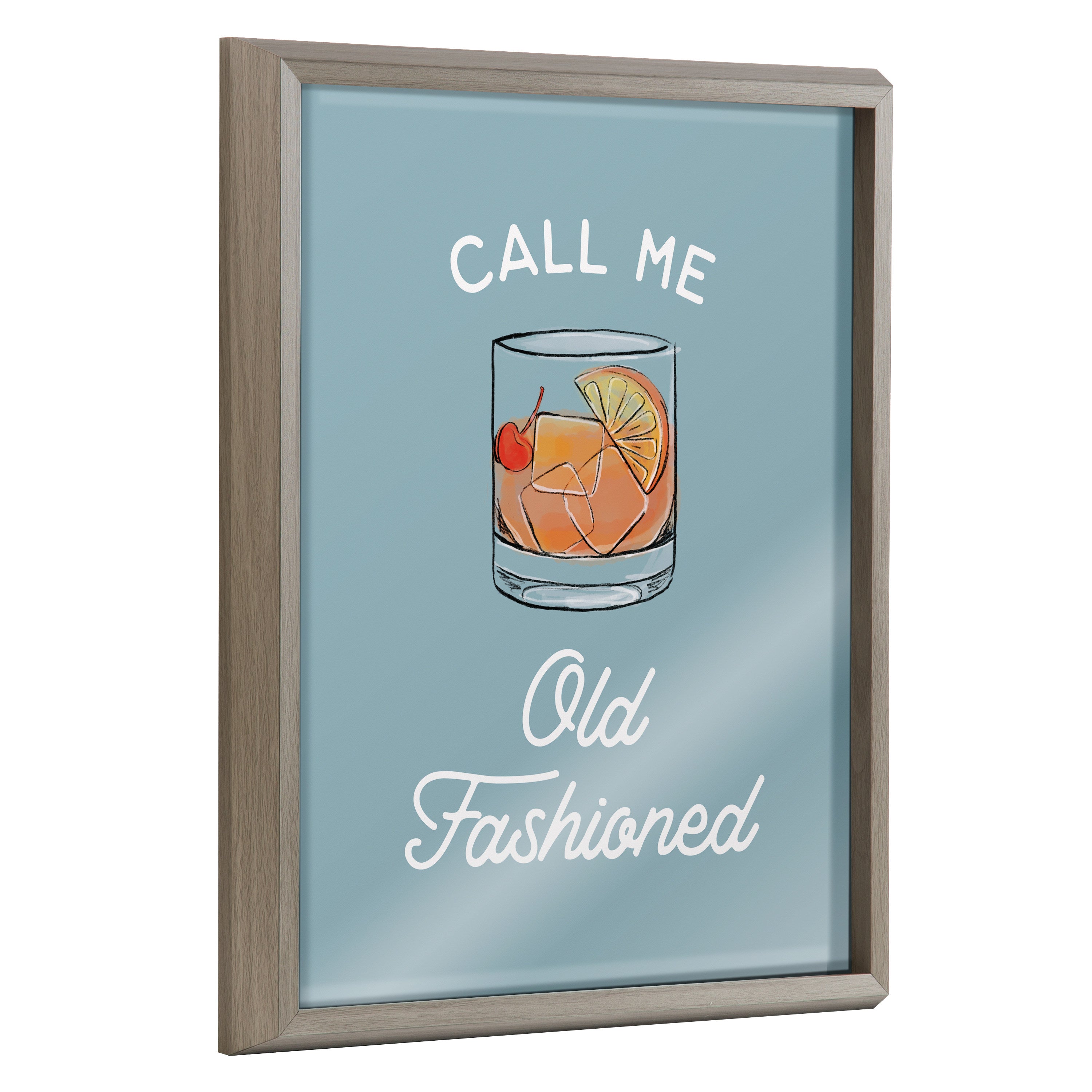 Blake Call Me Old Fashioned Blue Framed Printed Glass by The Creative Bunch Studio