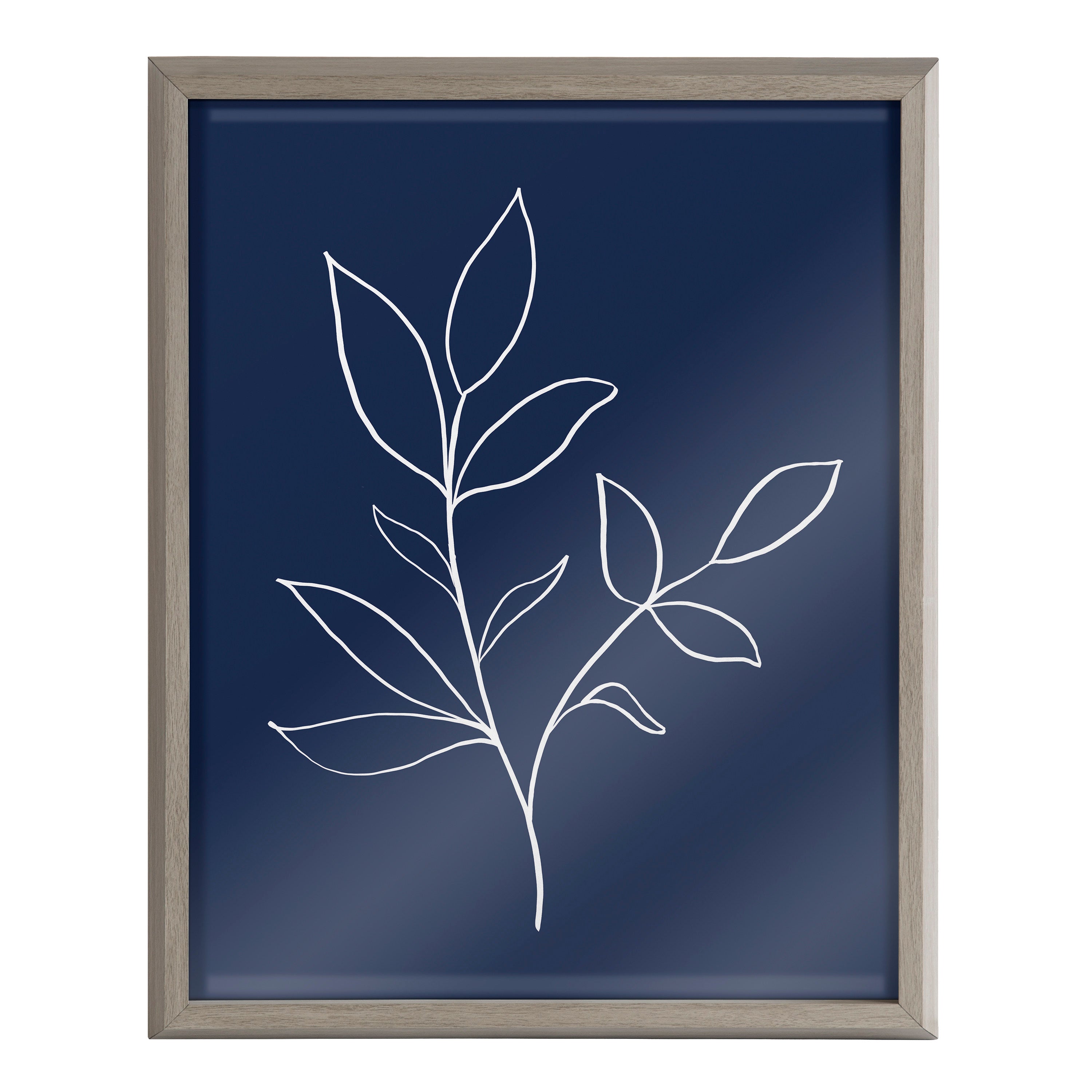 Blake Modern Blue Botanical Line Sketch Print 2 Framed Printed Glass by The Creative Bunch Studio