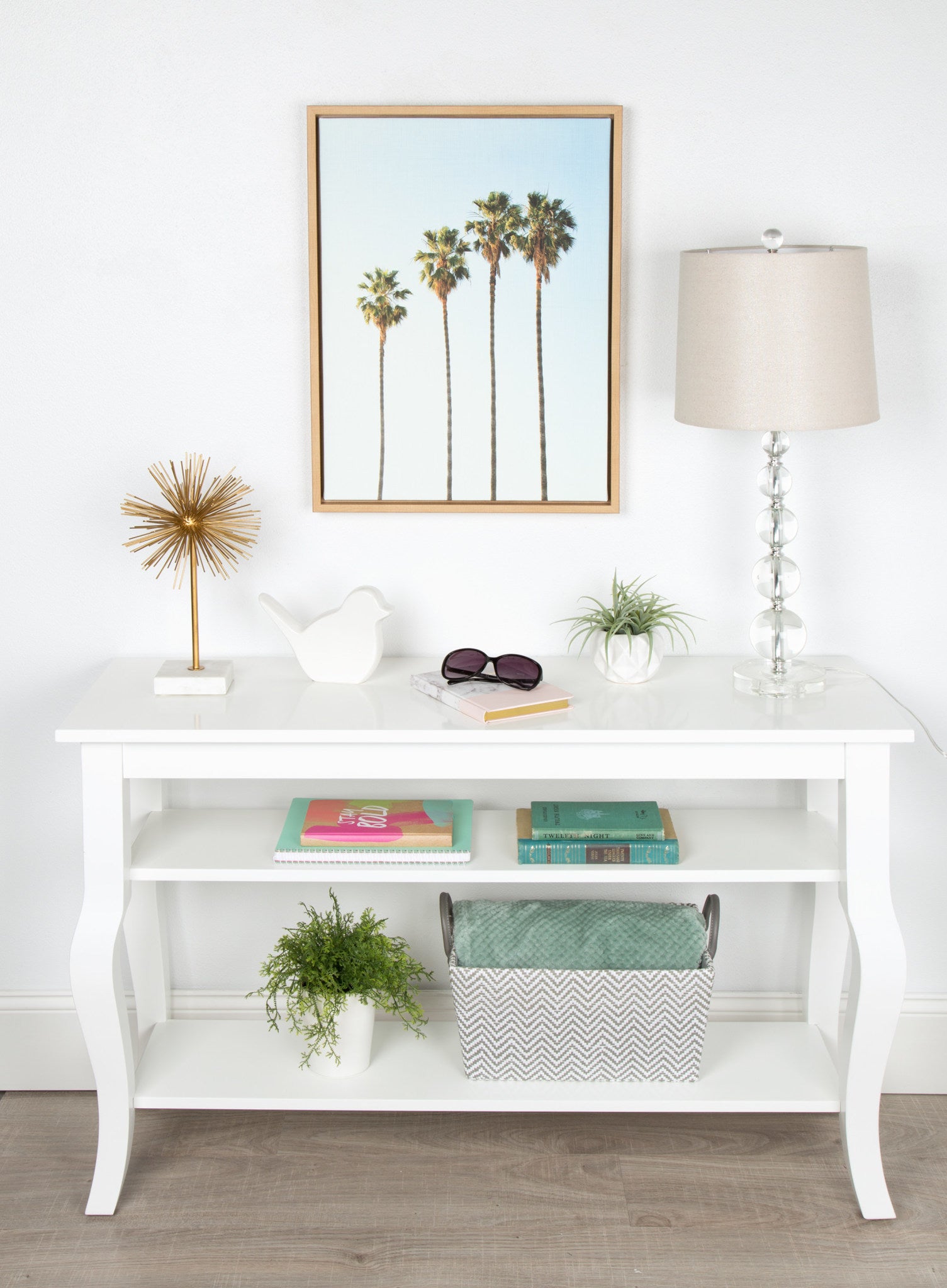 Sylvie Four Palm Trees Framed Canvas by Simon Te