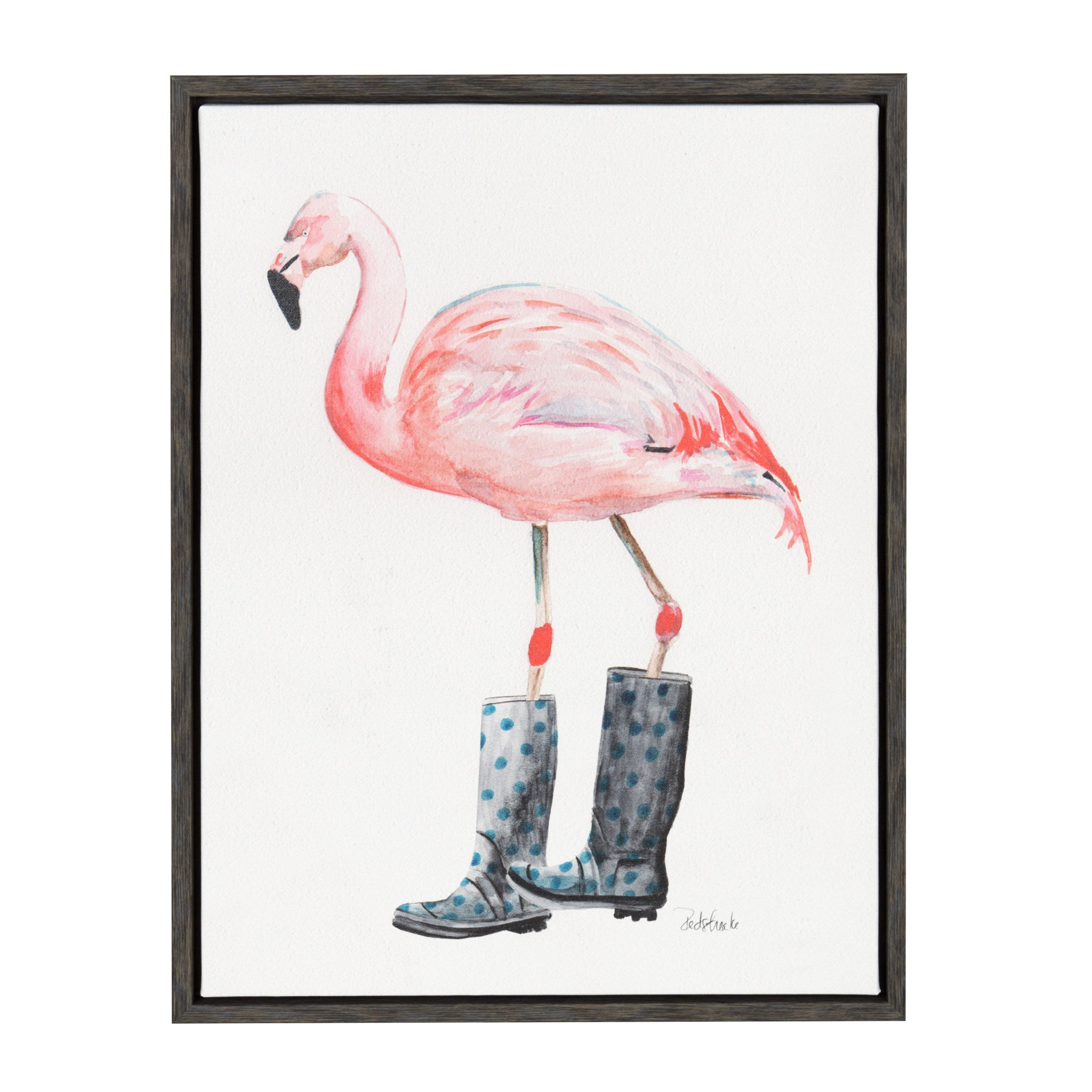 Sylvie Flamingo Framed Canvas Art by Jennifer Redstreake Geary
