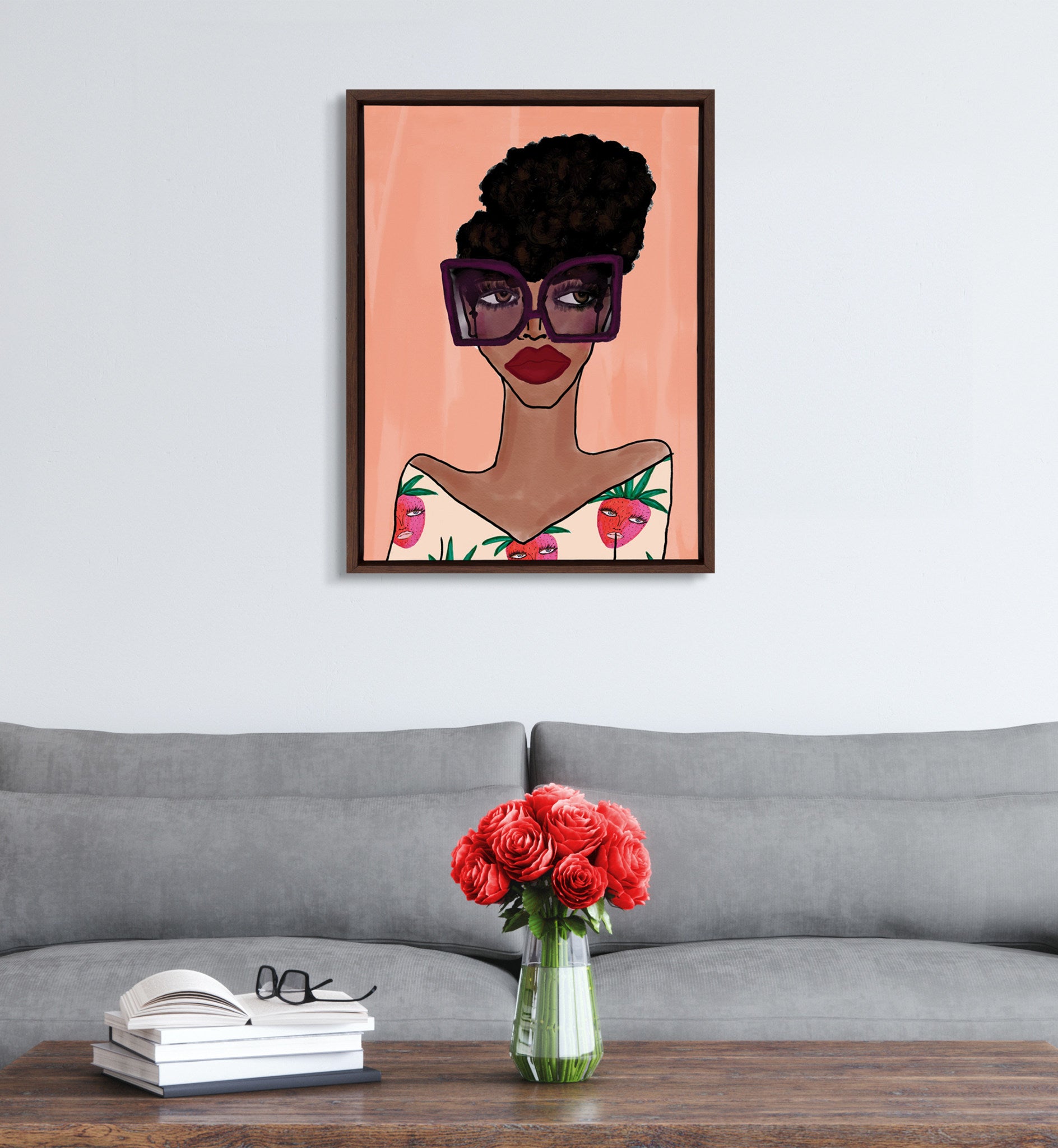 Sylvie Fashion Girl 3 Framed Canvas by Kendra Dandy of Bouffants and Broken Hearts
