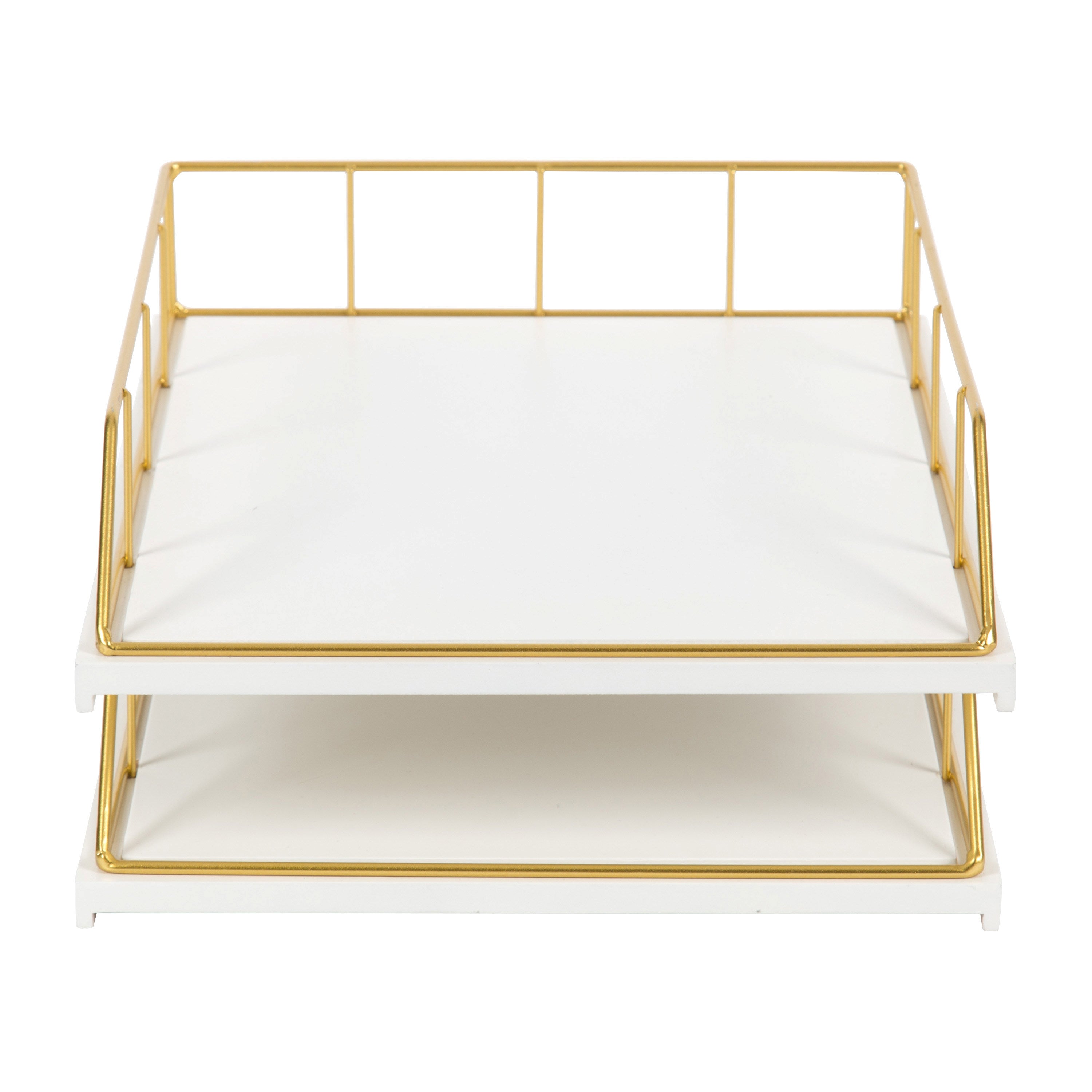 Benbrook Stacked Metal and Wood Letter Trays