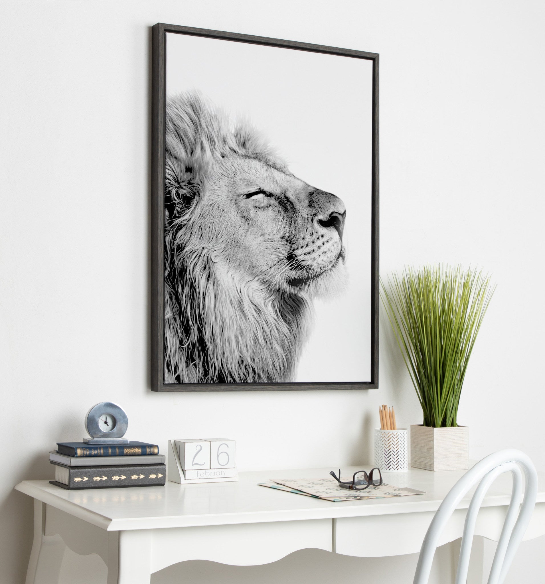 Sylvie Lion Self Actualizing Framed Canvas by Amy Peterson Art Studio