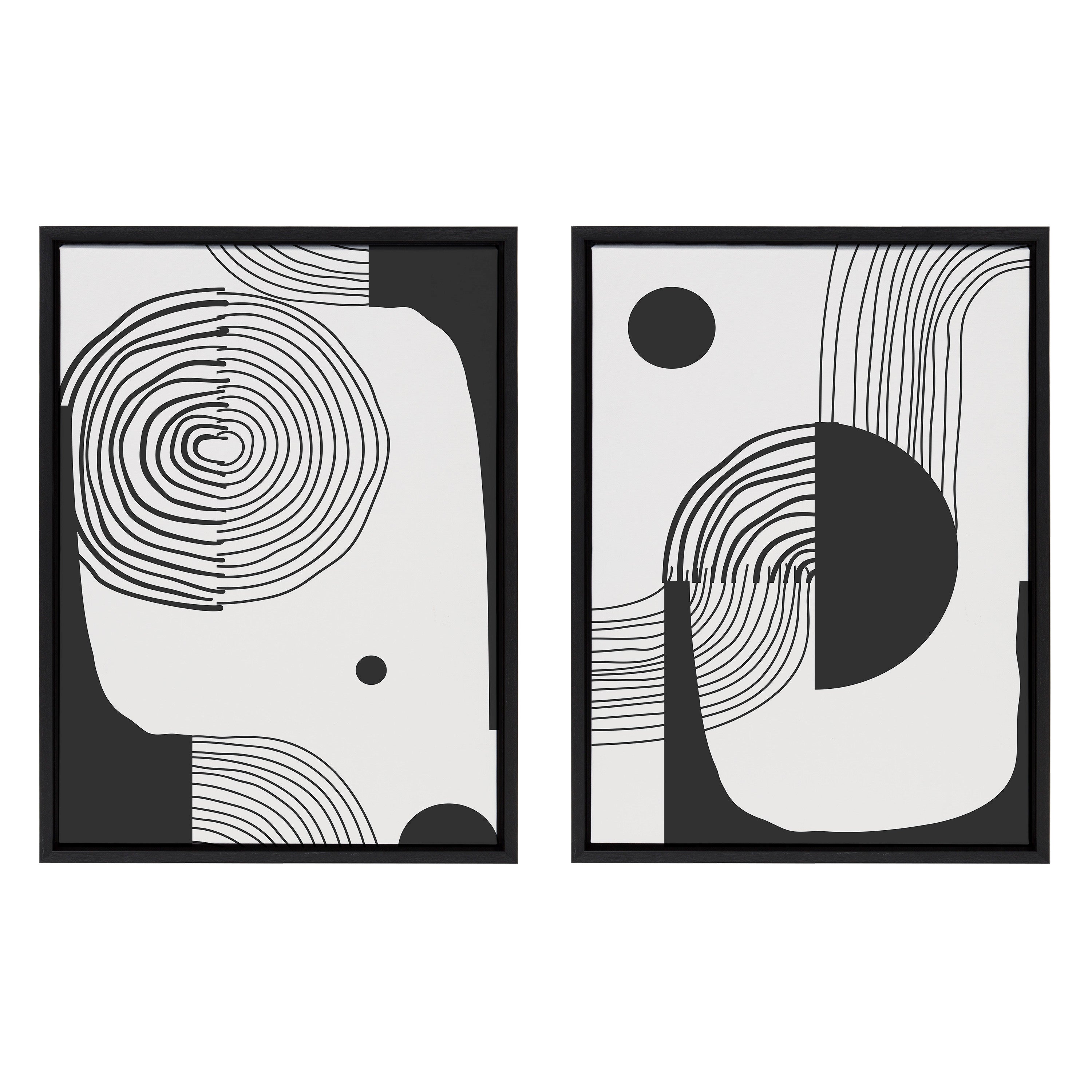 Sylvie Abstract Minimal A and B Framed Canvas by The Creative Bunch Studio