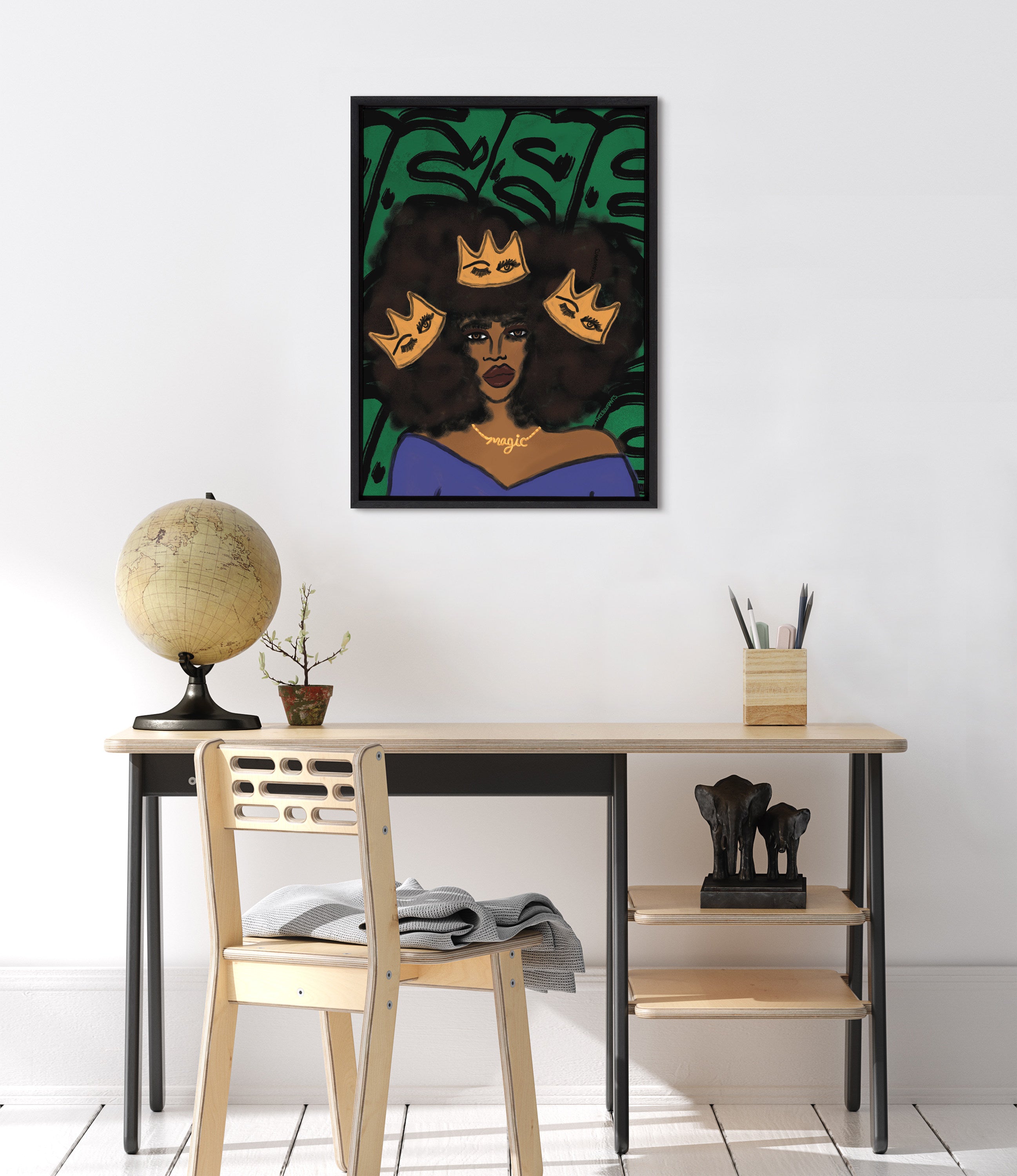 Sylvie Wear Your Crown Framed Canvas by Kendra Dandy of Bouffants and Broken Hearts